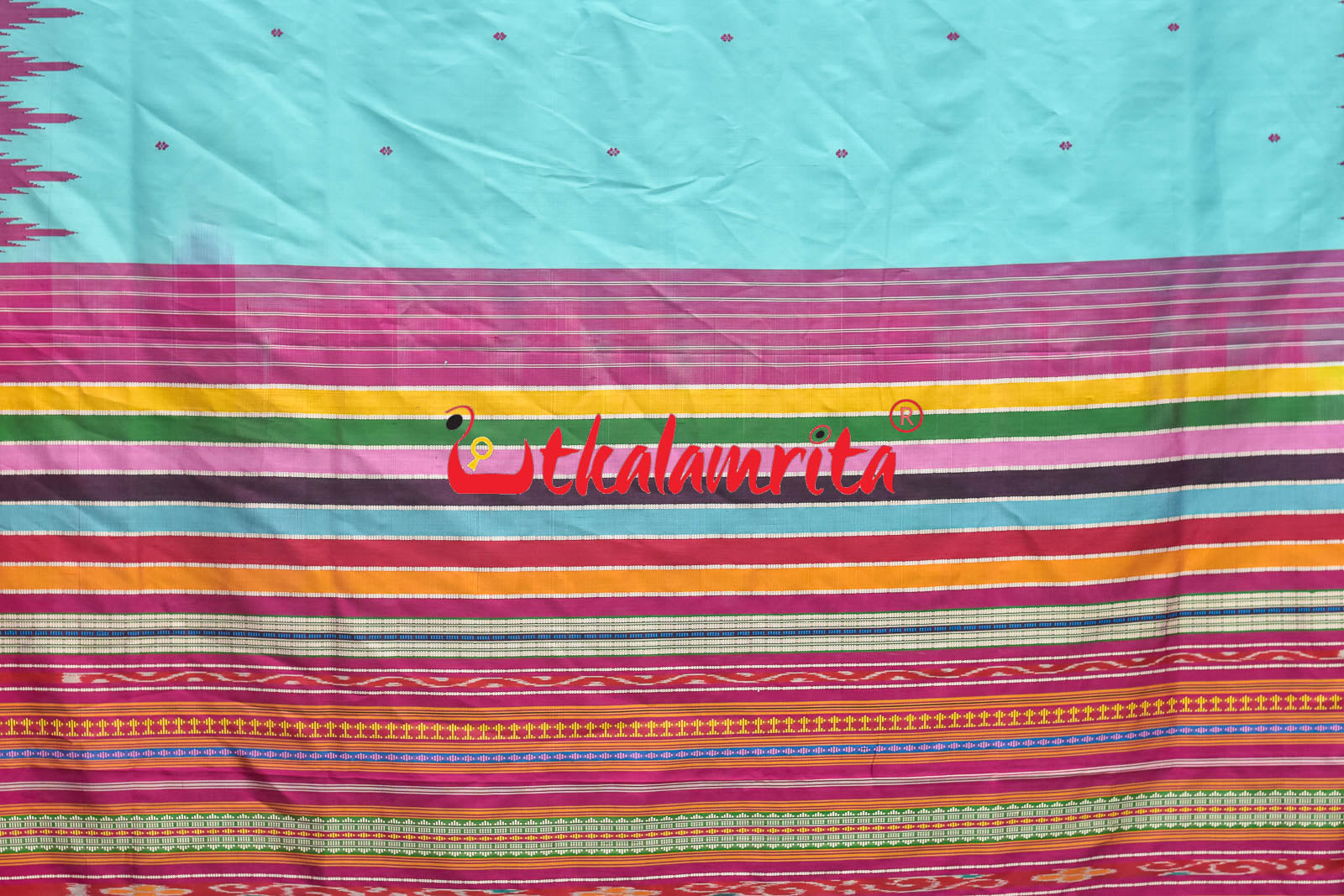 Surf with Rani Pink Berhampuri Double Anchal Silk Saree