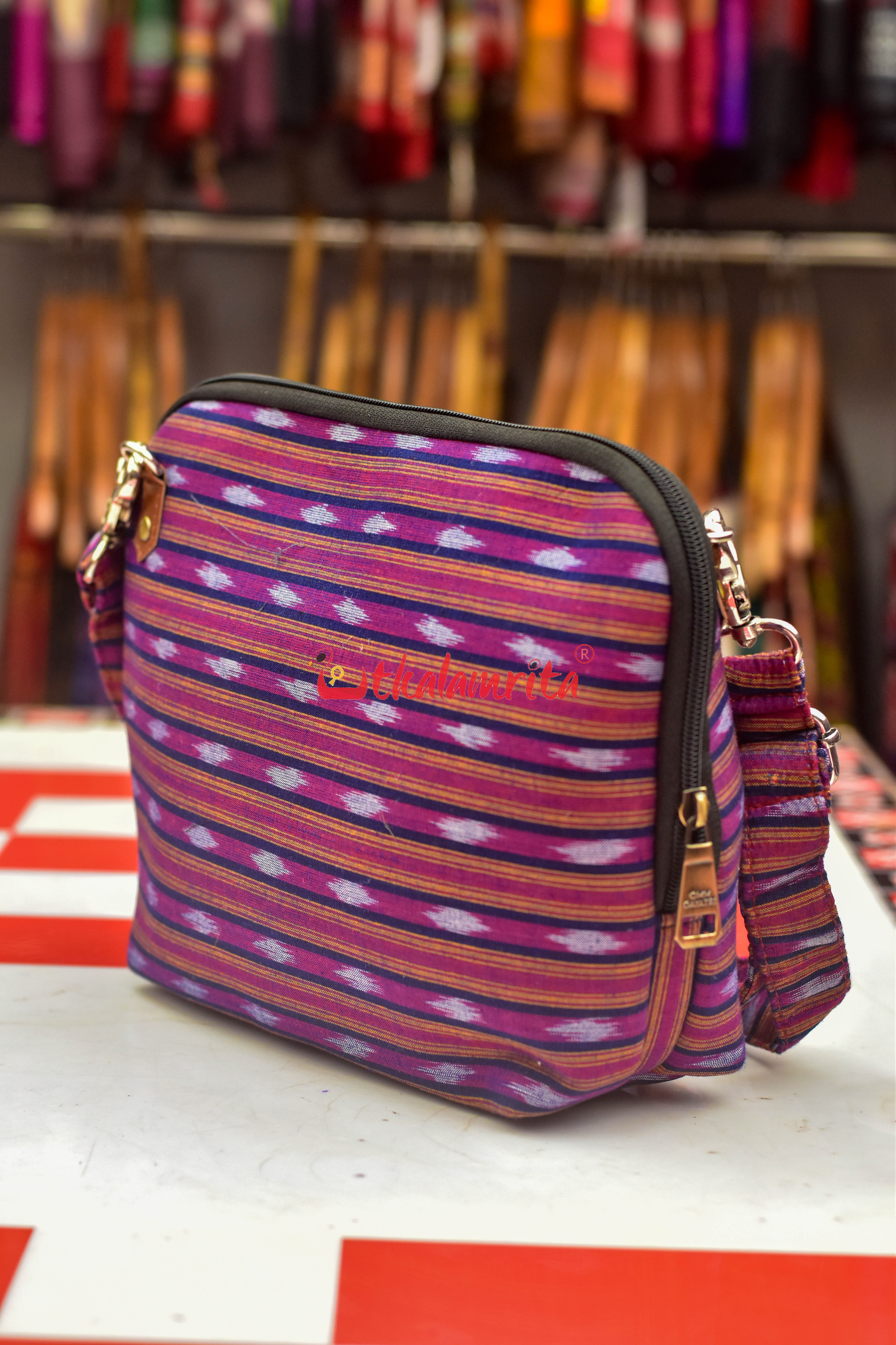 Grey Dots Magenta Big Sling Bag