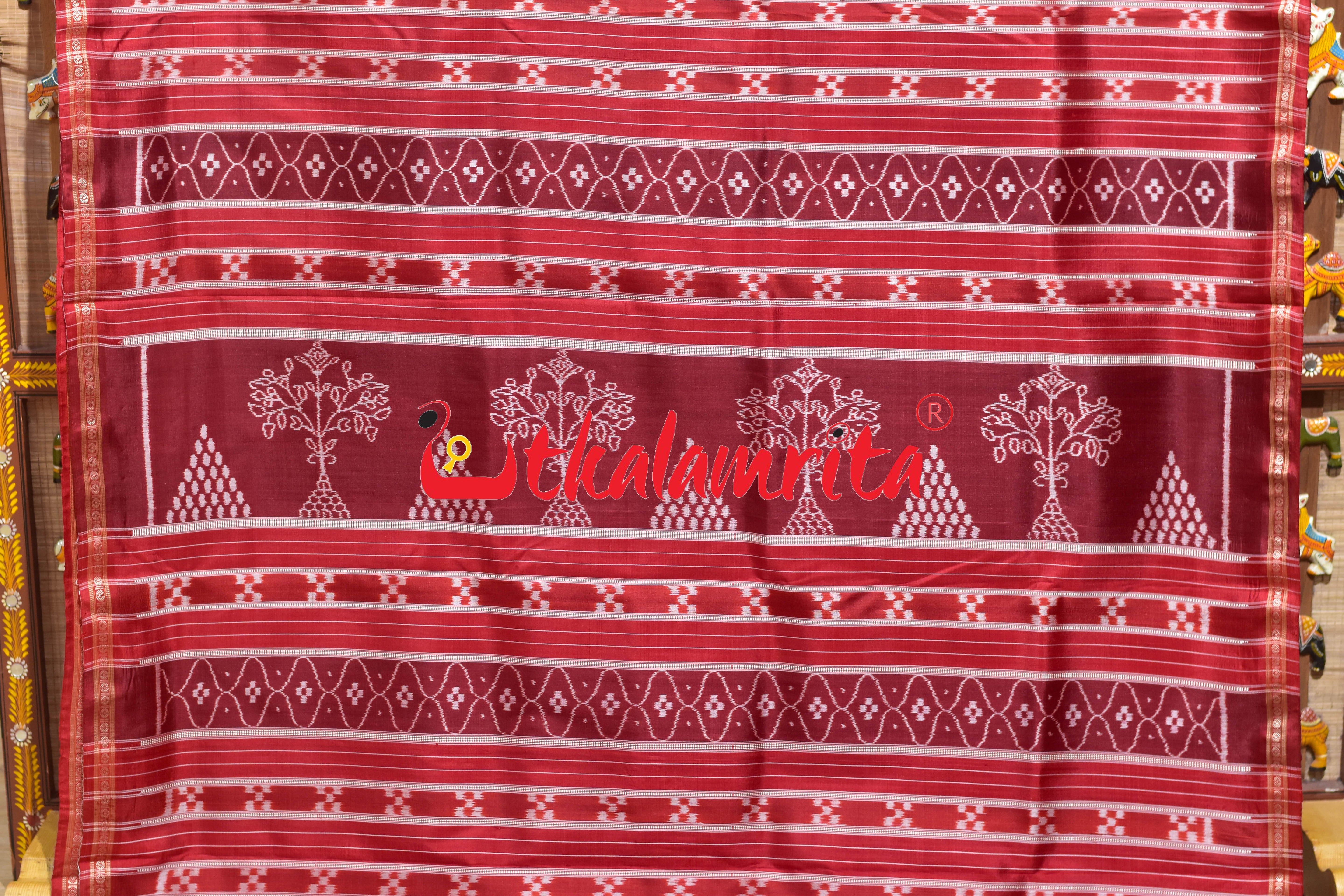 Purple Maroon Ekphuliya Border Nabakothi Khandua Silk Saree