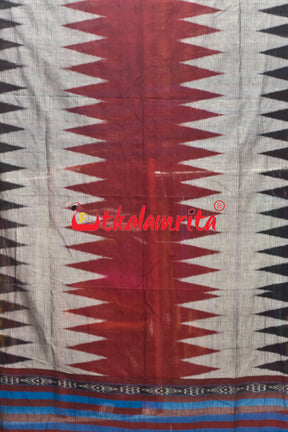 Grey Maroon Border Check Kumbha (Dupatta)