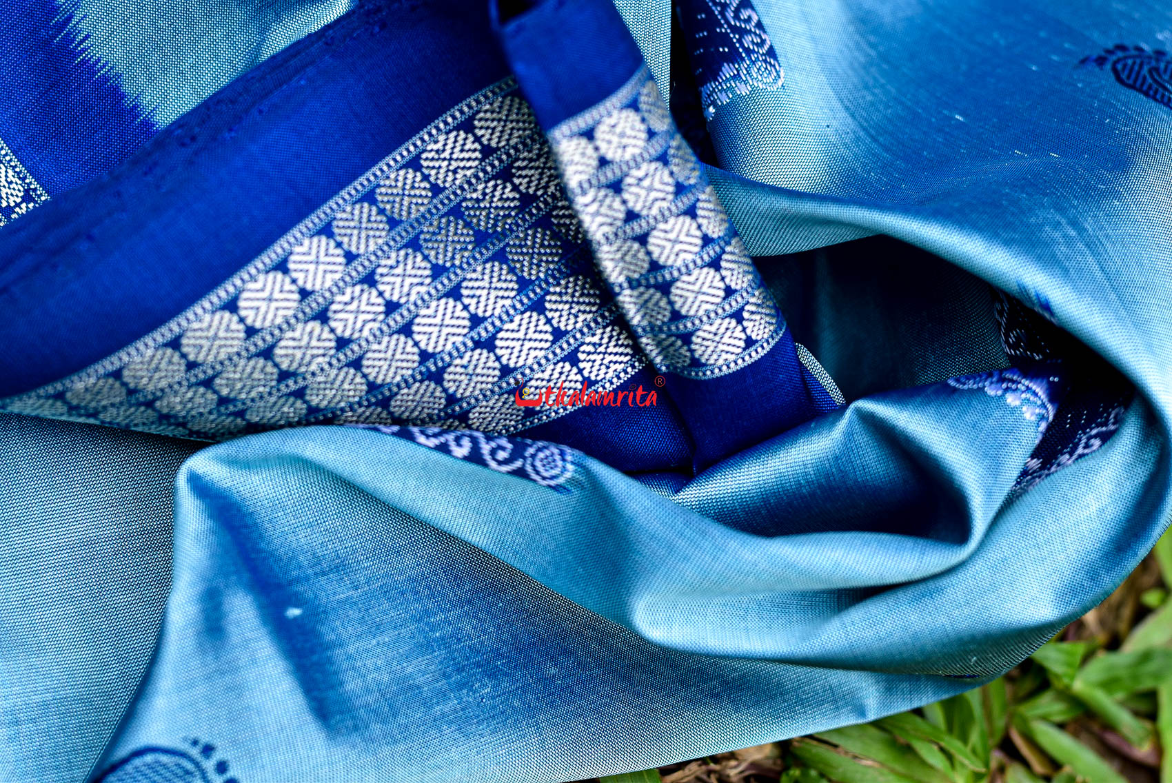 Aqua Tribal Bomkai Silk Saree