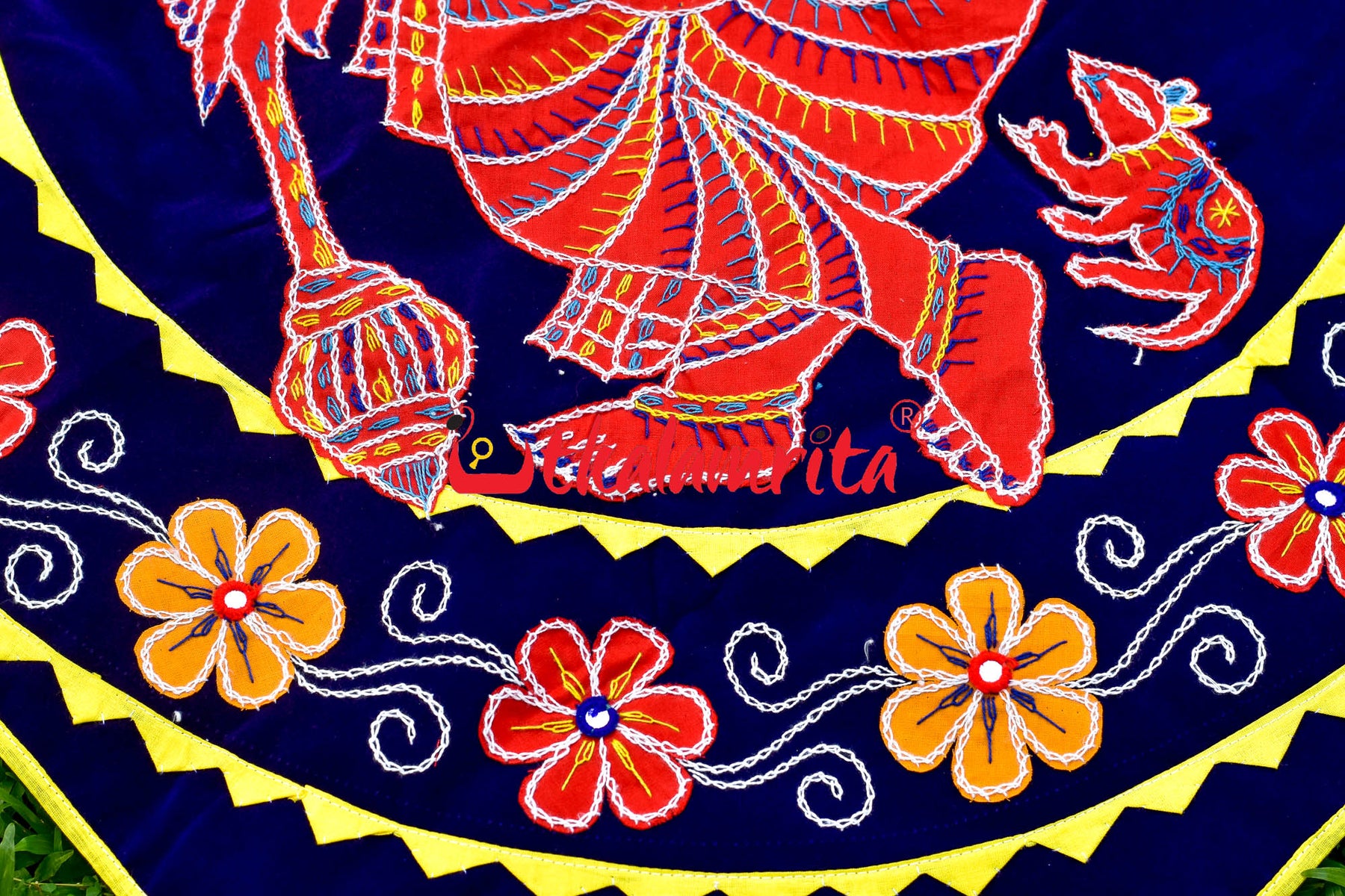 Red Ganesha Blue Patch Applique