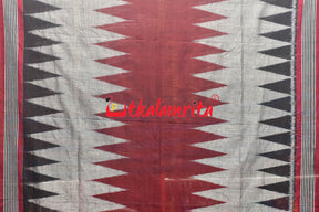 Grey Maroon Border Check Kumbha (Dupatta)