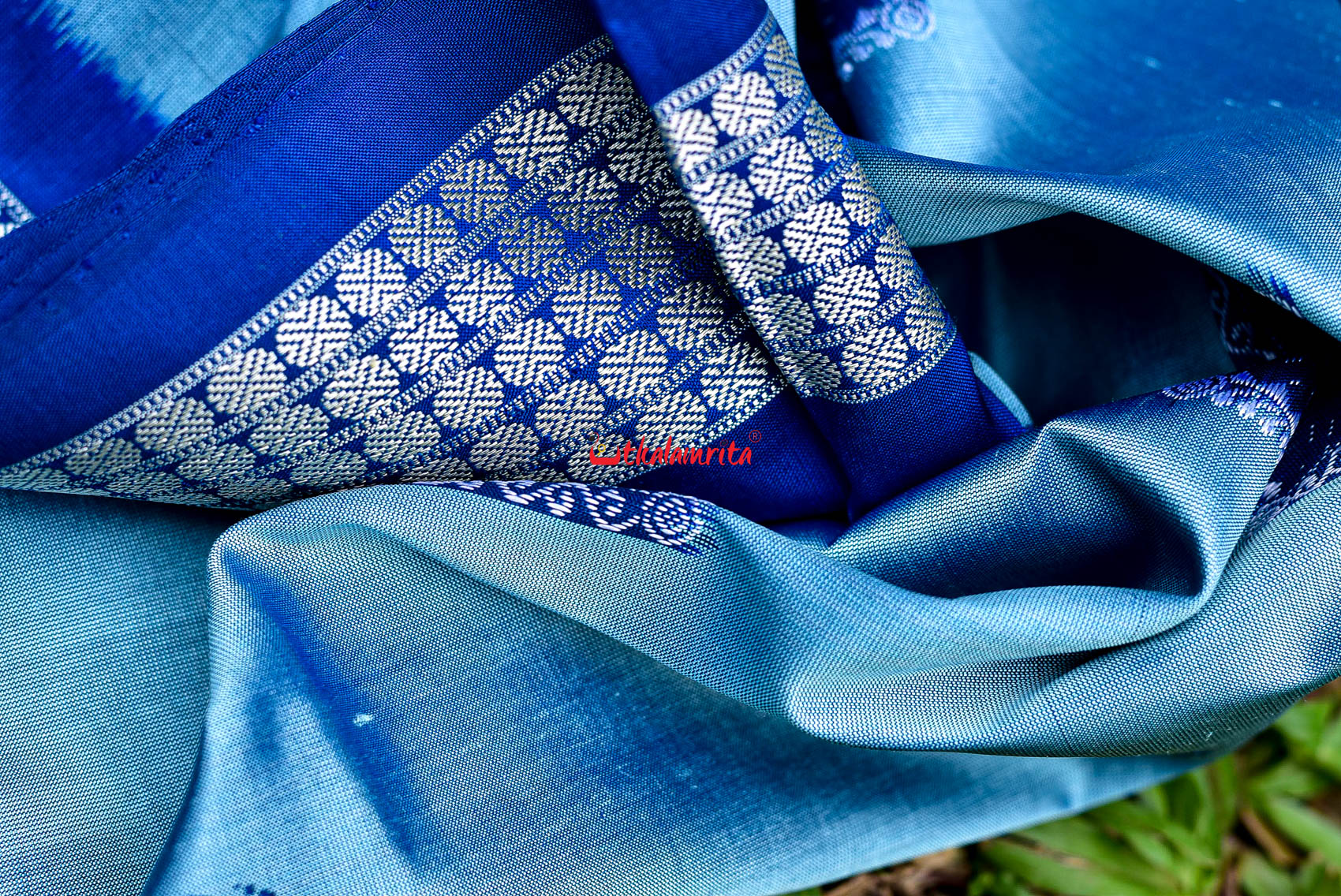 Aqua Tribal Bomkai Silk Saree