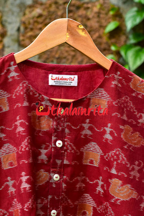 Maroon Ducks And Tribals Ladies Kurta