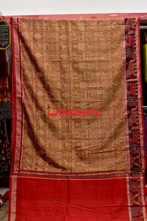 8 Motifs Brown Khandua Silk Saree