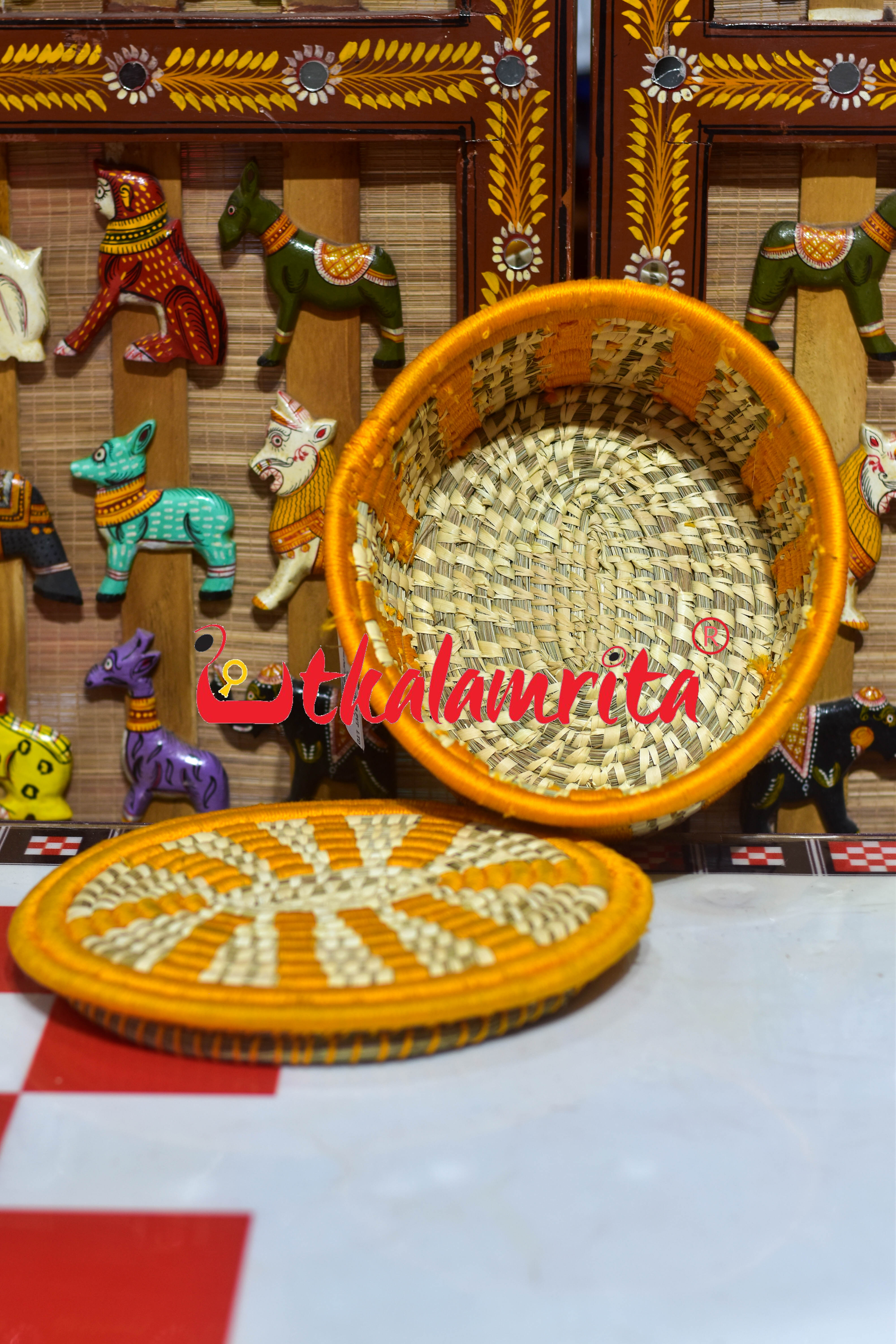 Sabai Grass Oval Thread kusan box mustard