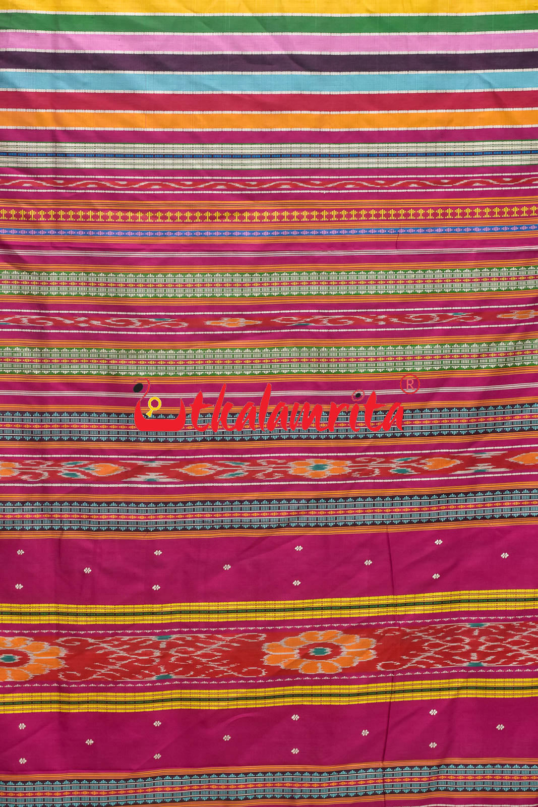 Surf with Rani Pink Berhampuri Double Anchal Silk Saree