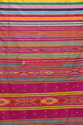 Surf with Rani Pink Berhampuri Double Anchal Silk Saree