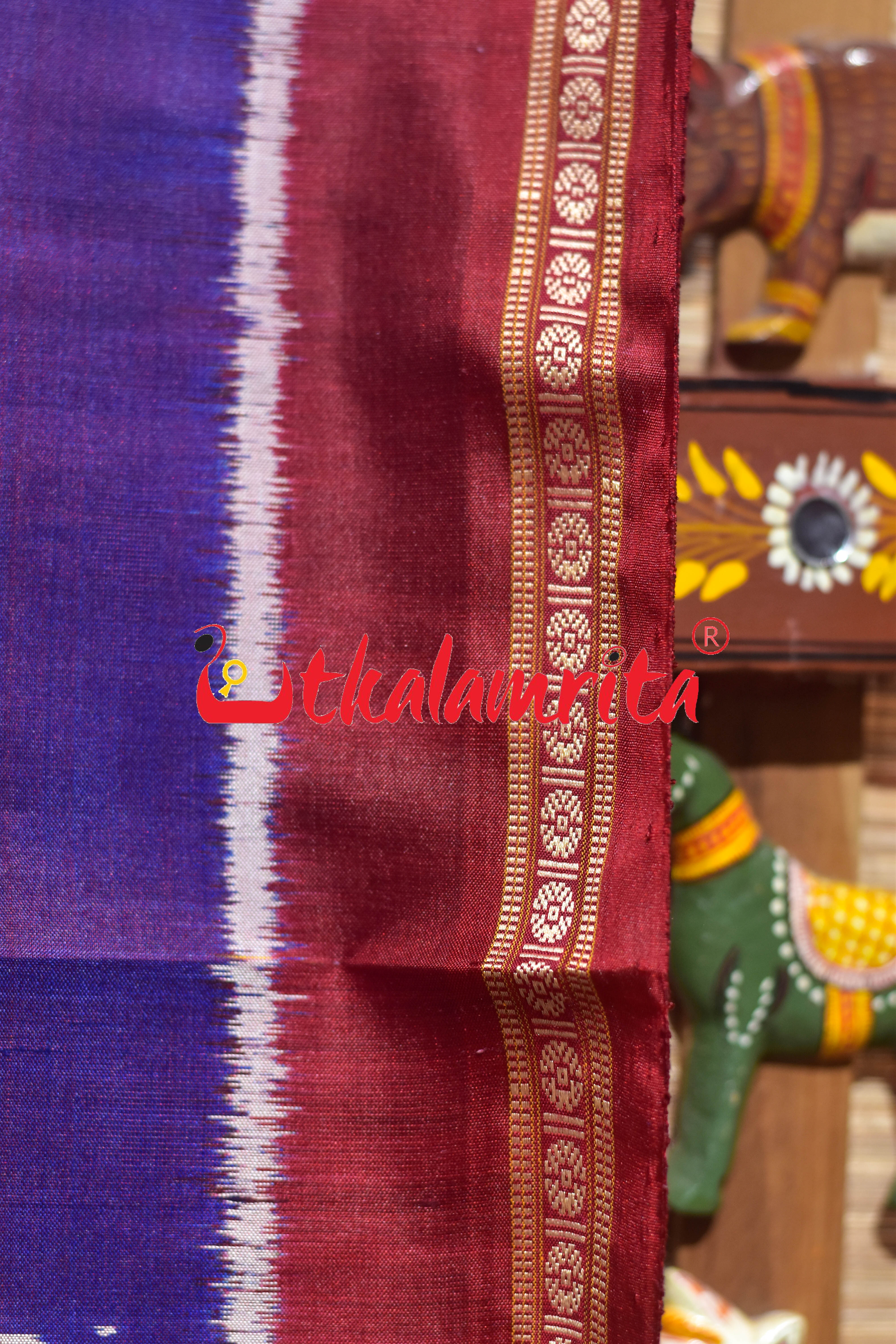 Purple Maroon Ekphuliya Border Nabakothi Khandua Silk Saree