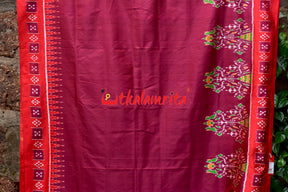 Forest Scot Maroon Red Khandua Silk Saree