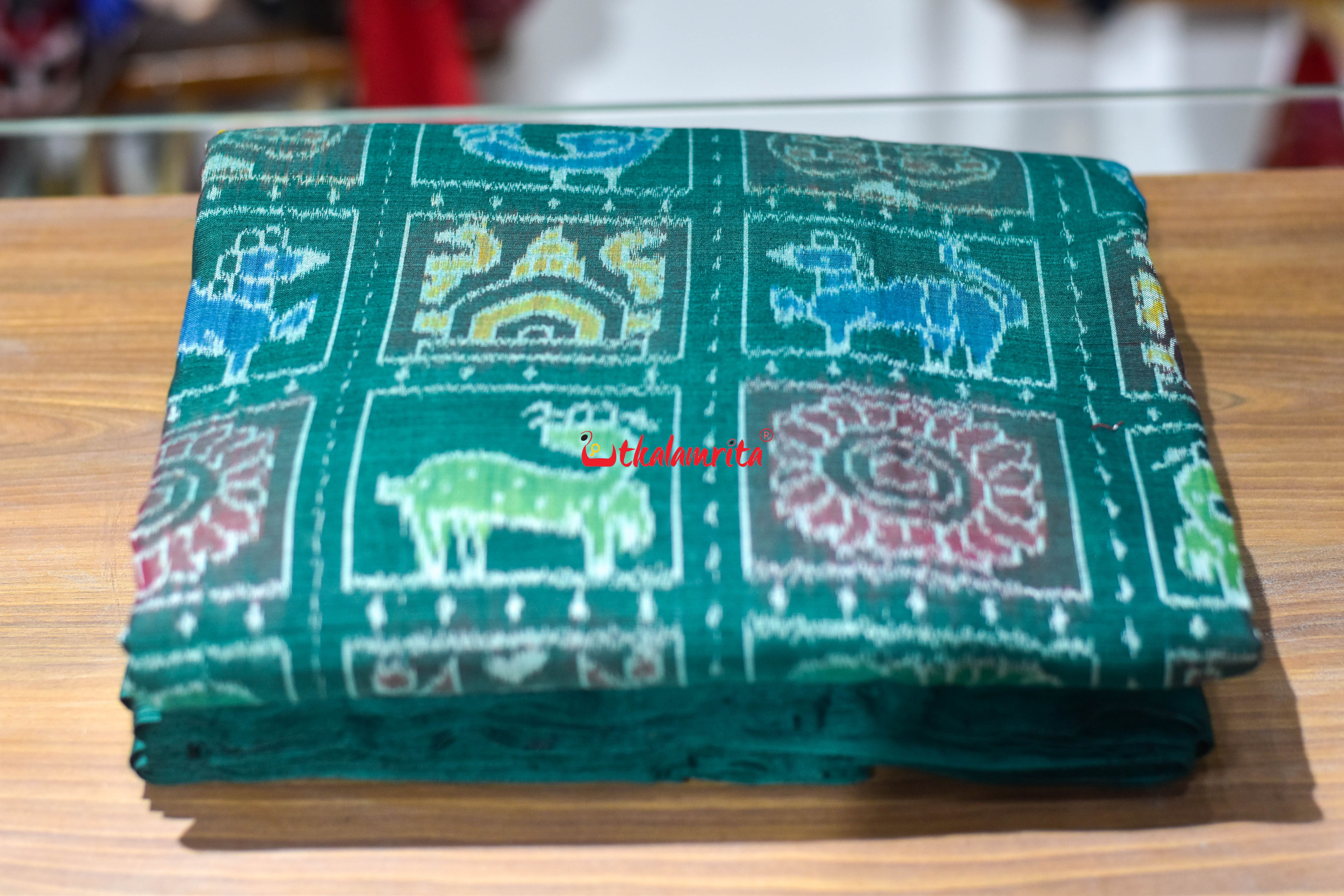 Green Dasakothi Sambalpuri Cotton (Fabric)