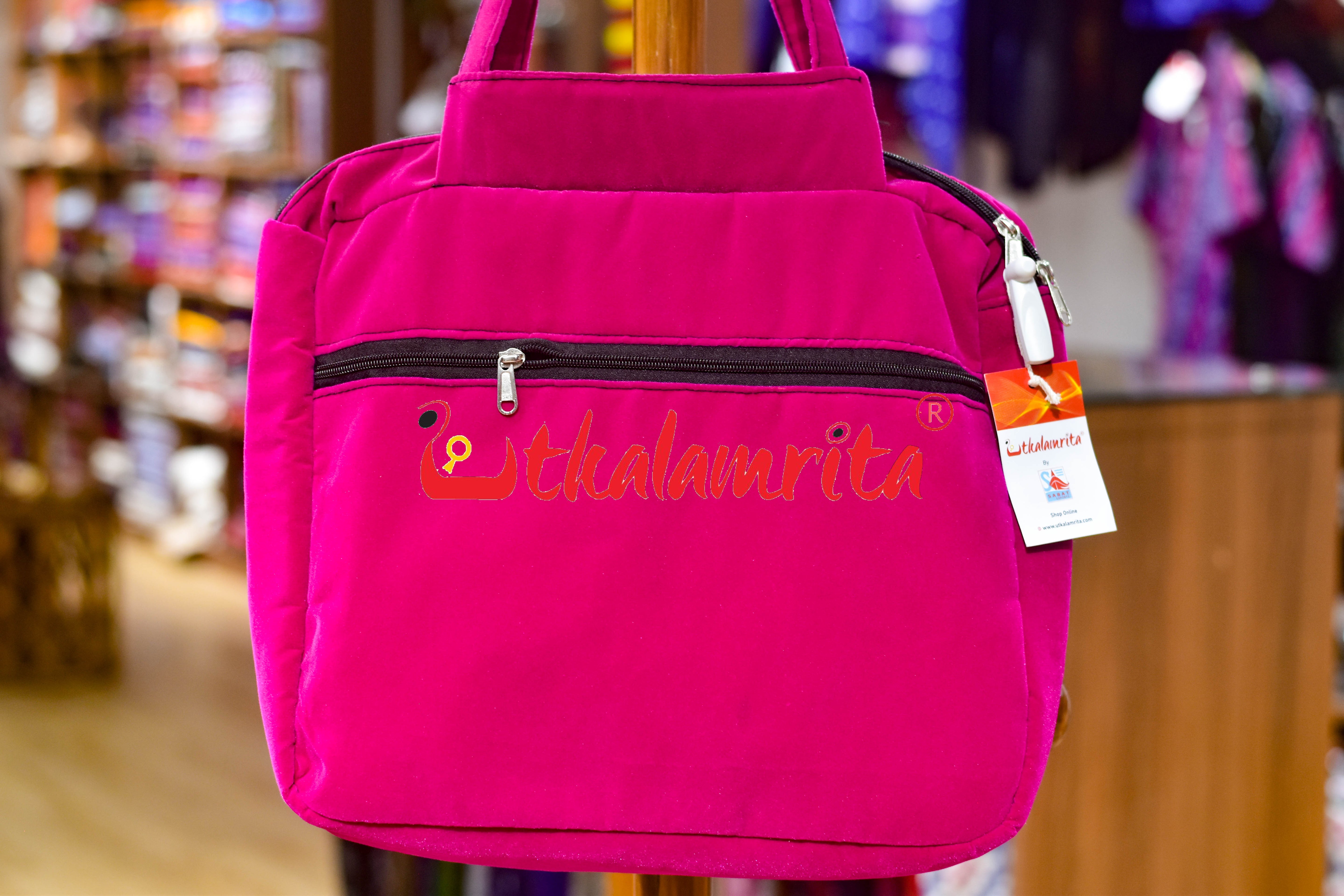 Pink Velvet Applique Laptop Bag