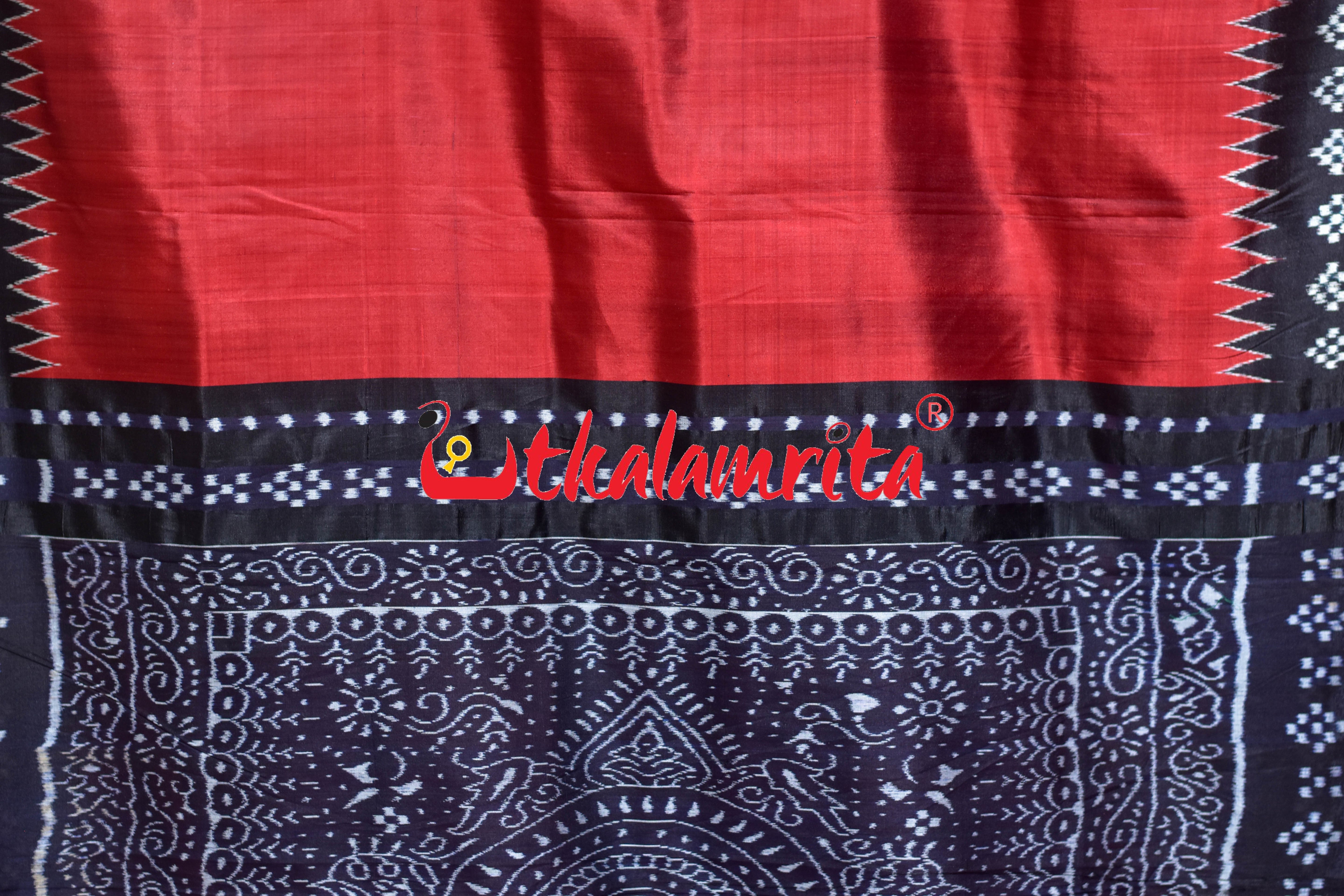 Red Black Pasapali Border Jhoti Anchal Khandua Silk Saree