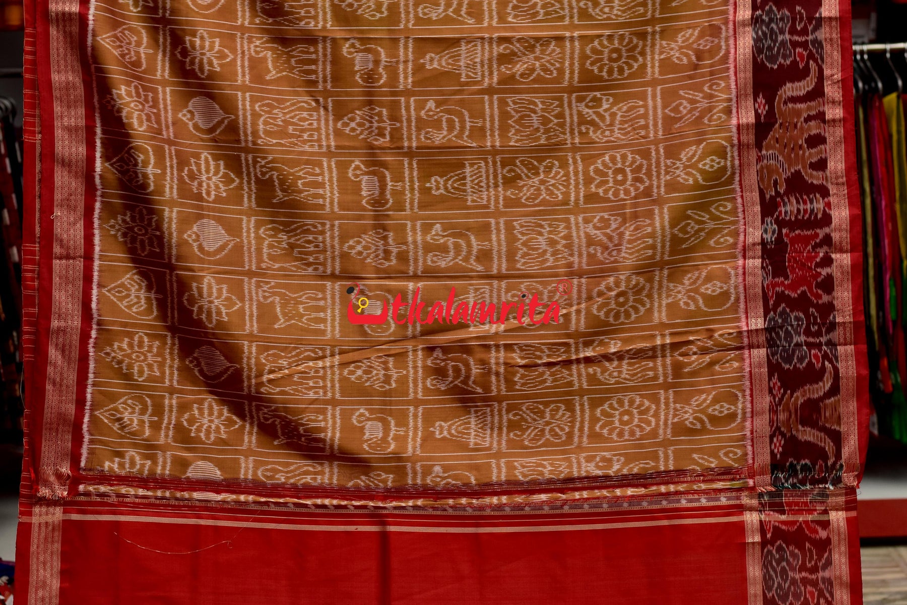 8 Motifs Brown Khandua Silk Saree