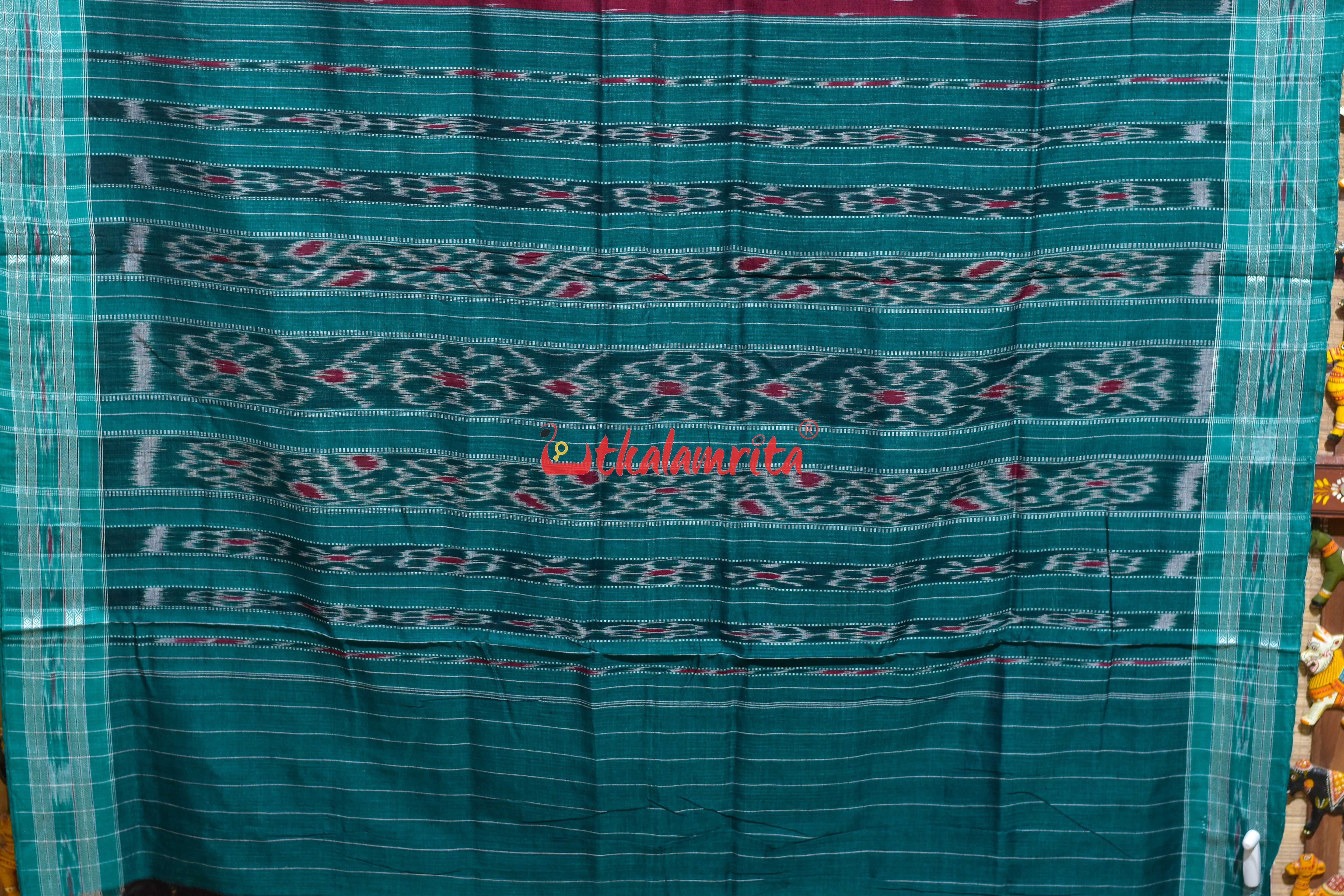 Maroon with Green Chandrika Khandua Cotton Saree