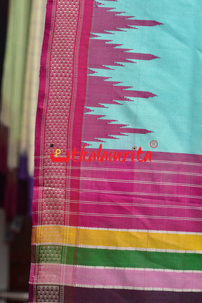 Surf with Rani Pink Berhampuri Double Anchal Silk Saree