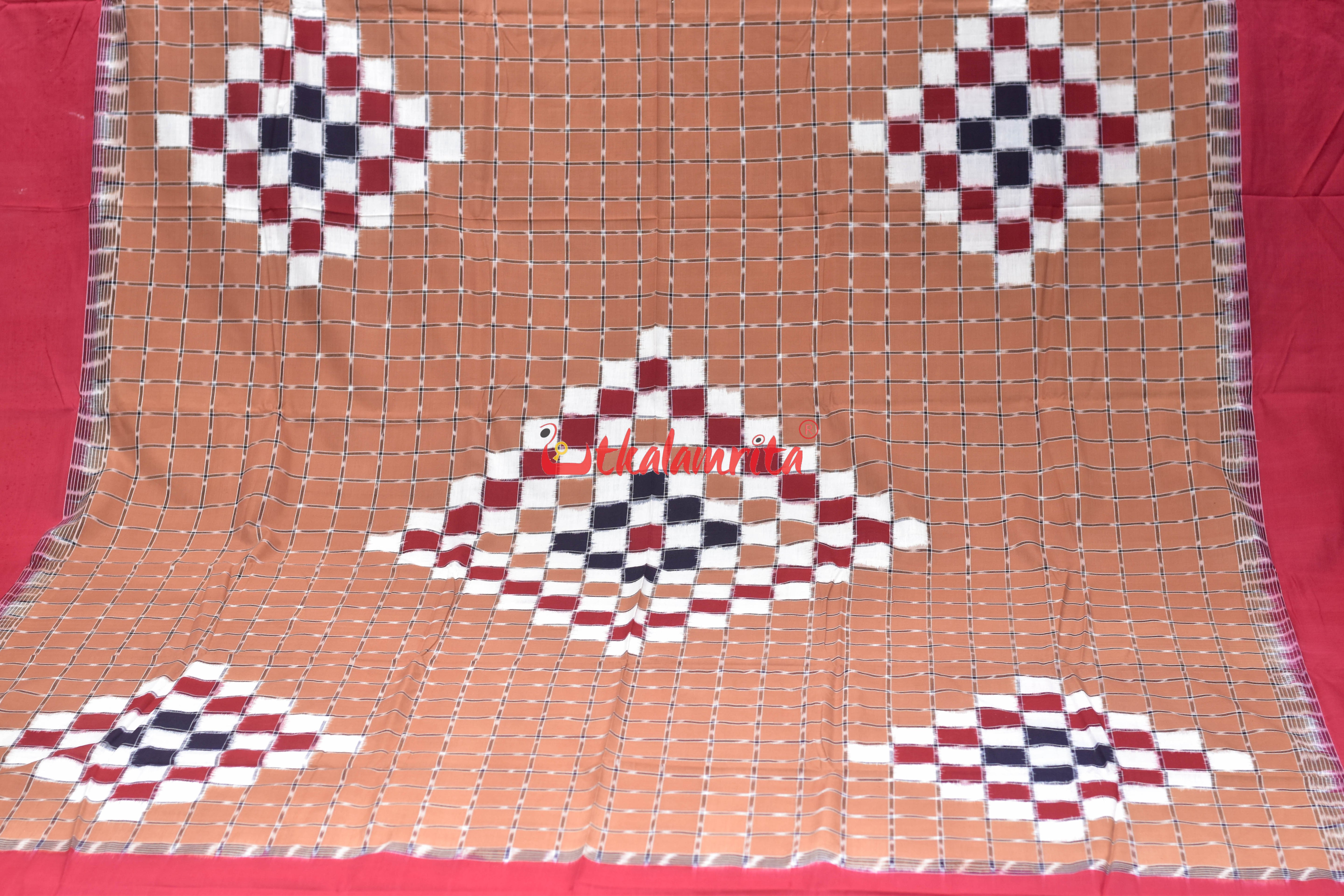 Brown Red with Checks Pasapali Cotton Bedsheet