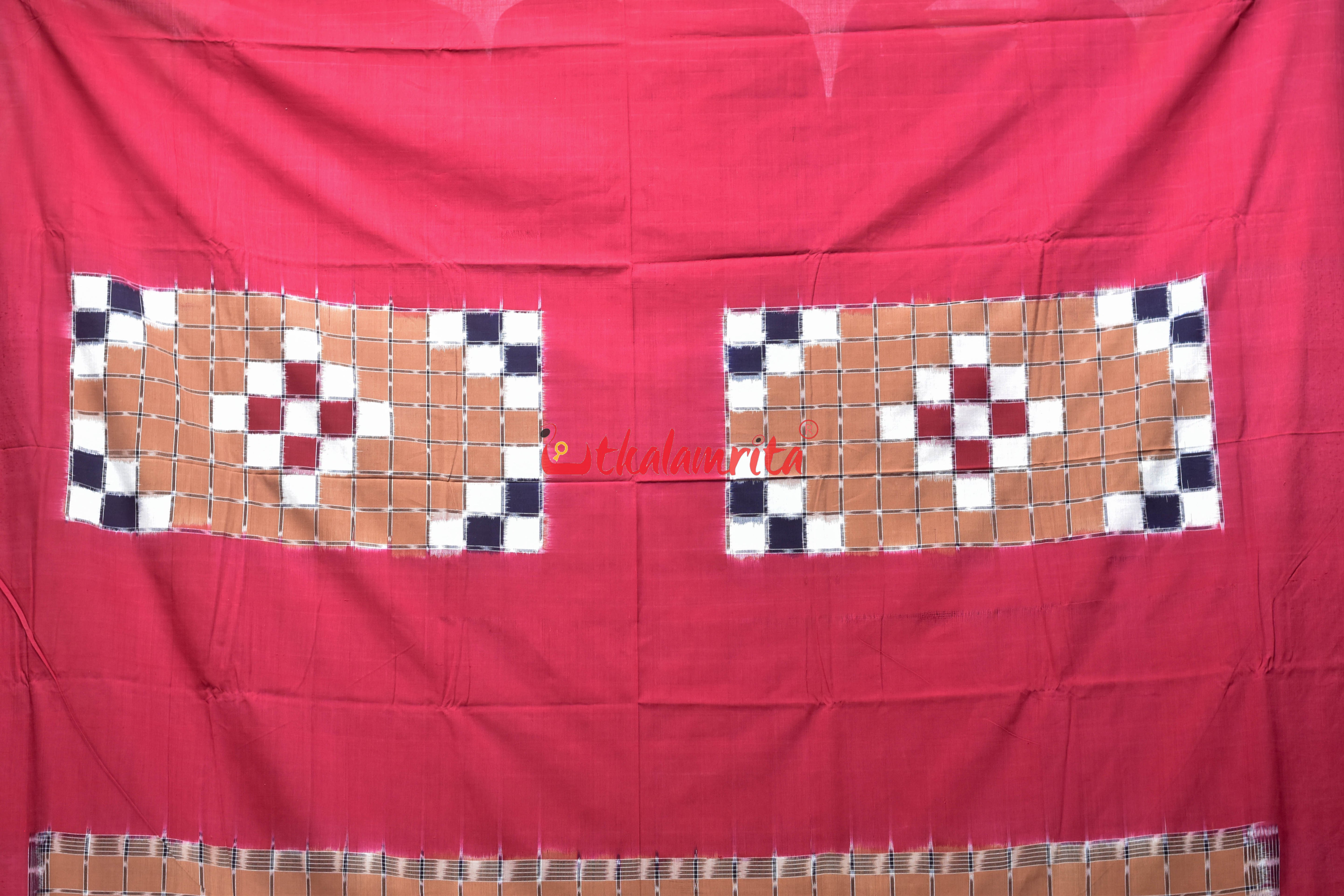 Brown Red with Checks Pasapali Cotton Bedsheet