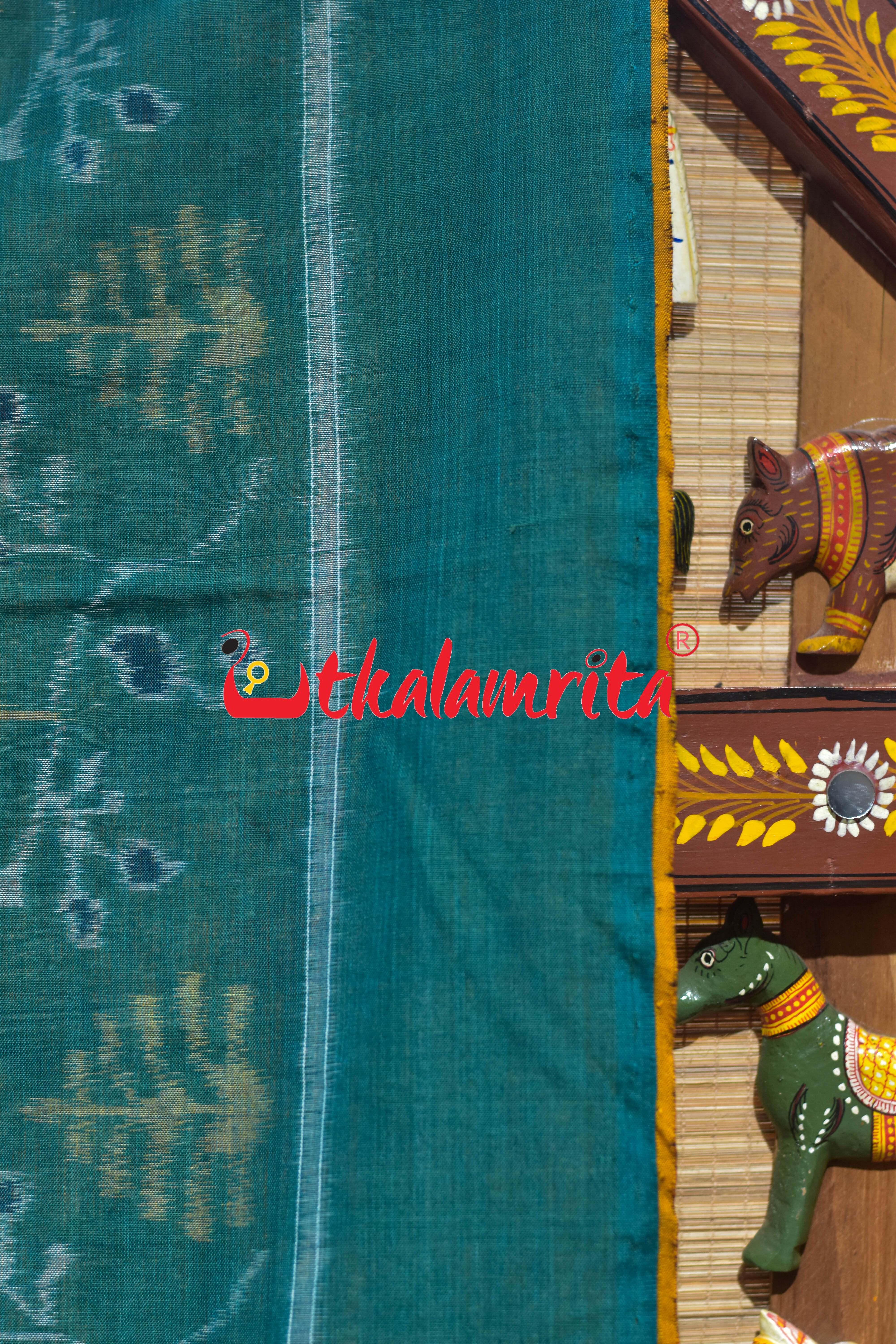 Yellow Nabakothi Half Green Designer Cotton Saree