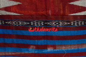 Grey Maroon Border Check Kumbha (Dupatta)