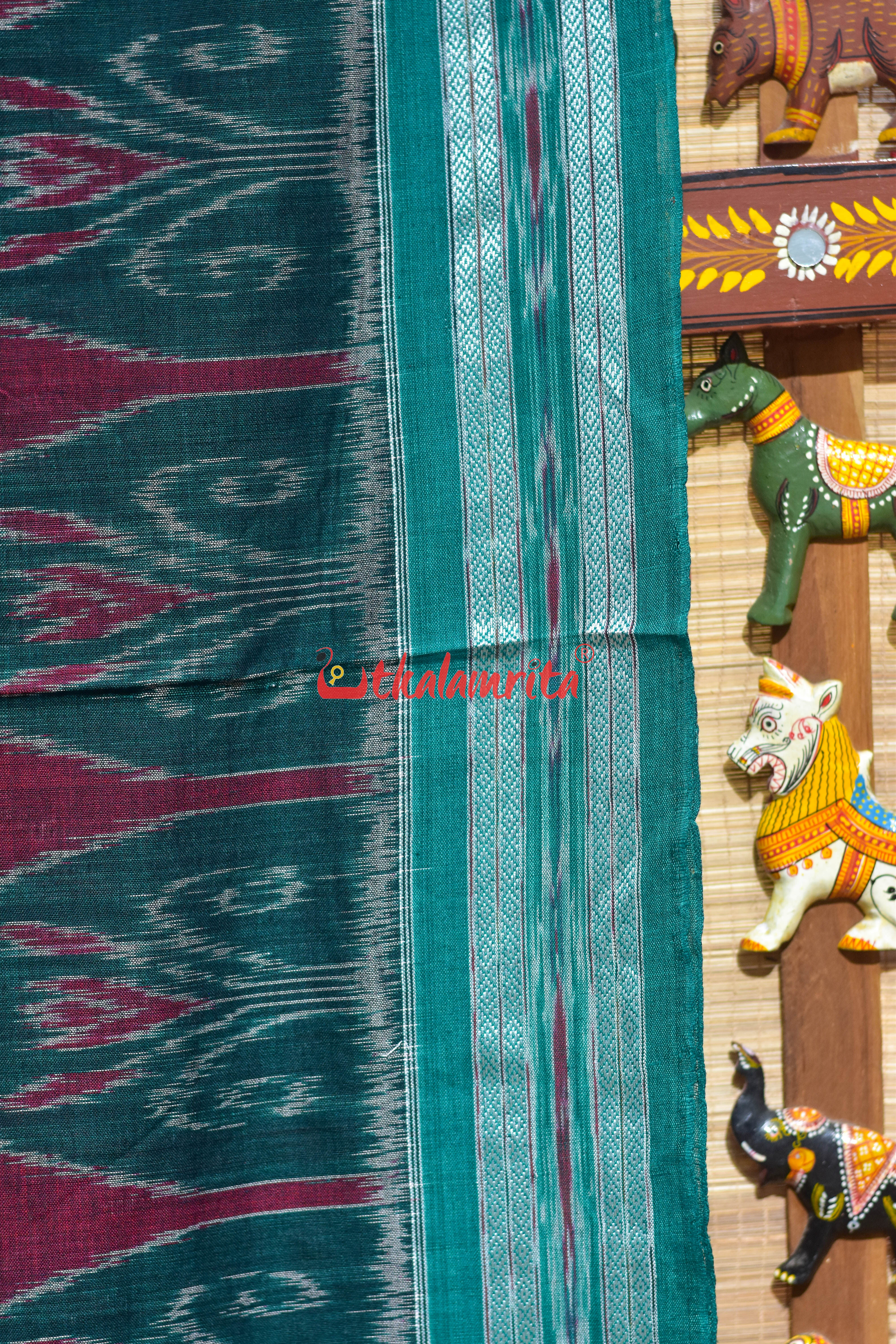 Maroon with Green Chandrika Khandua Cotton Saree