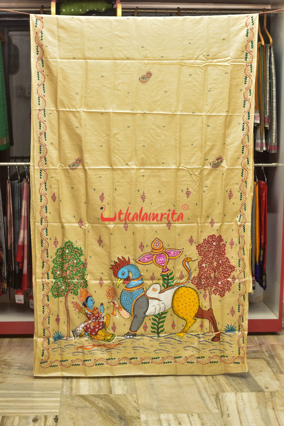 Nabagunjara Pattachitra Tussar Silk Saree