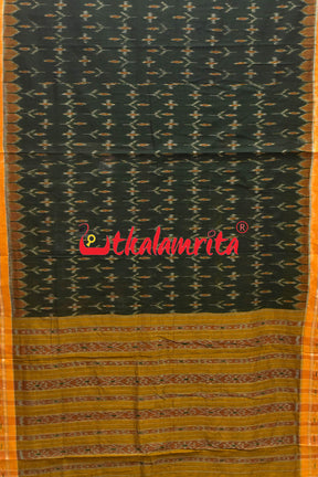 Olive with Mustard Kadha Khandua Cotton Saree