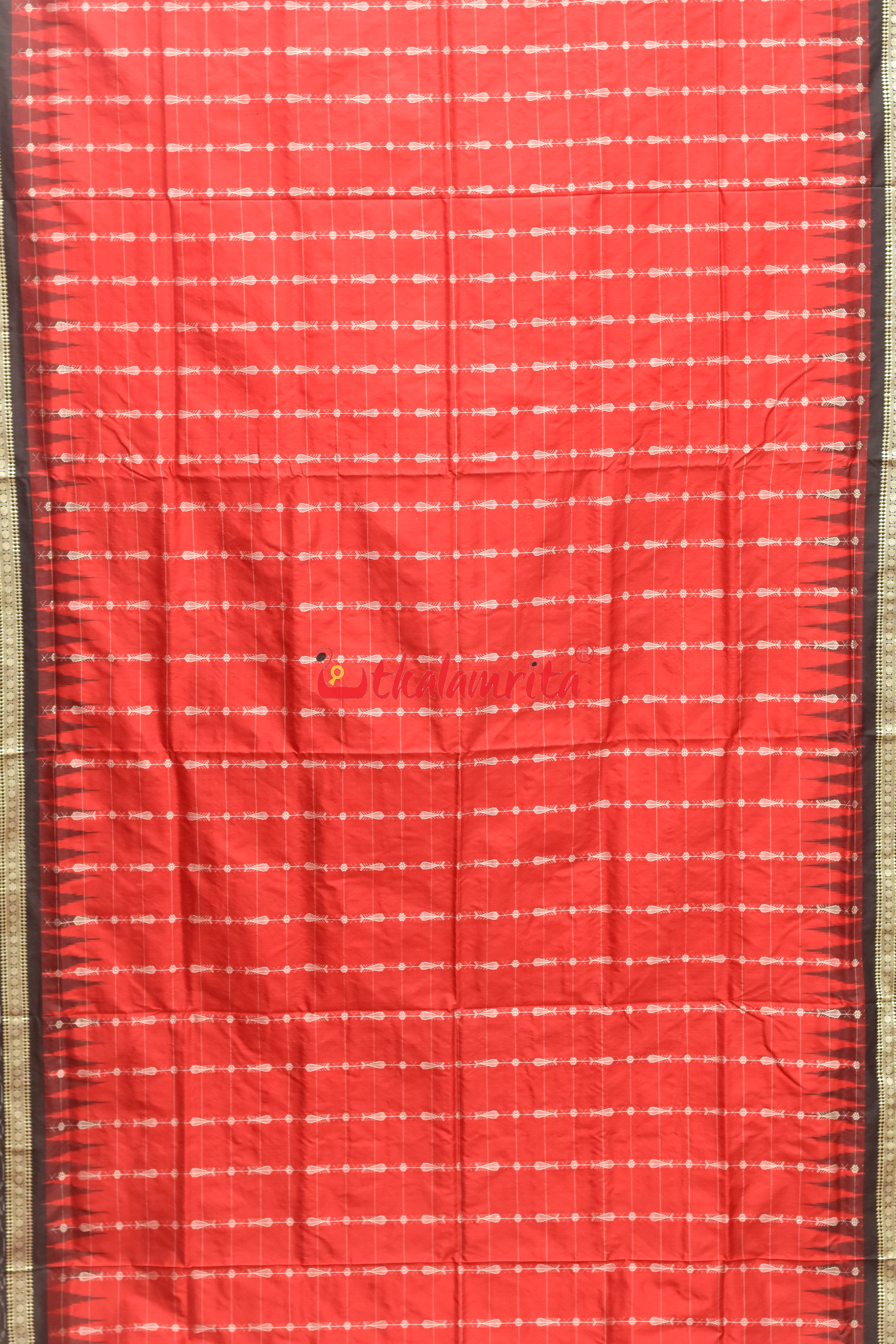 Hazar Buti Red Black Bomkai Silk Saree