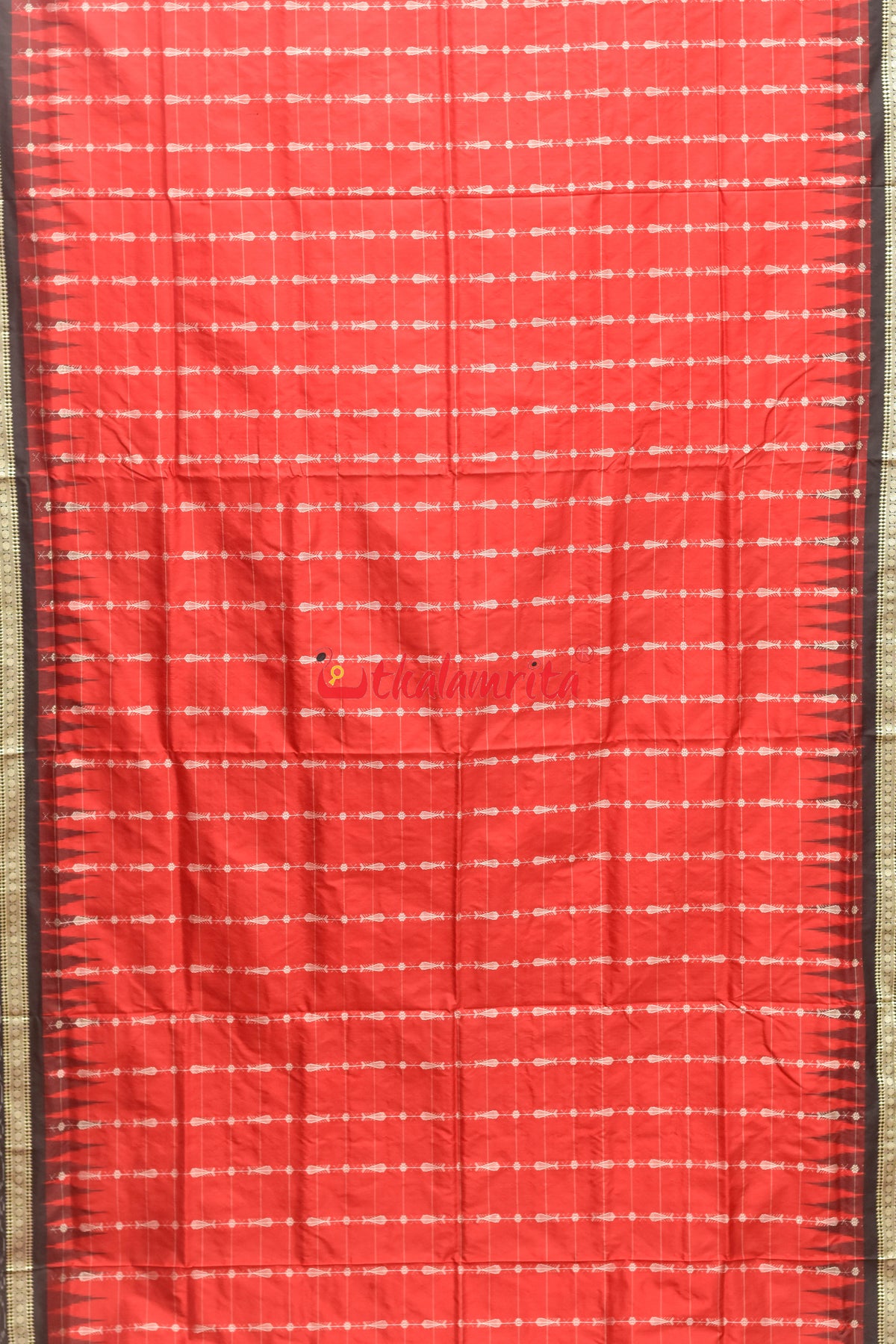 Hazar Buti Red Black Bomkai Silk Saree