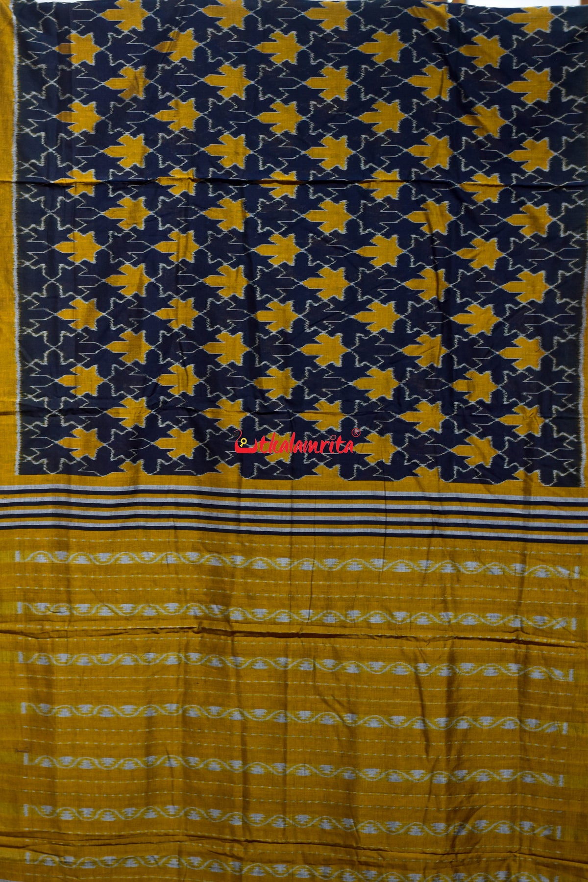 Kalara Patra Black Golden Maniabandha Cotton Saree