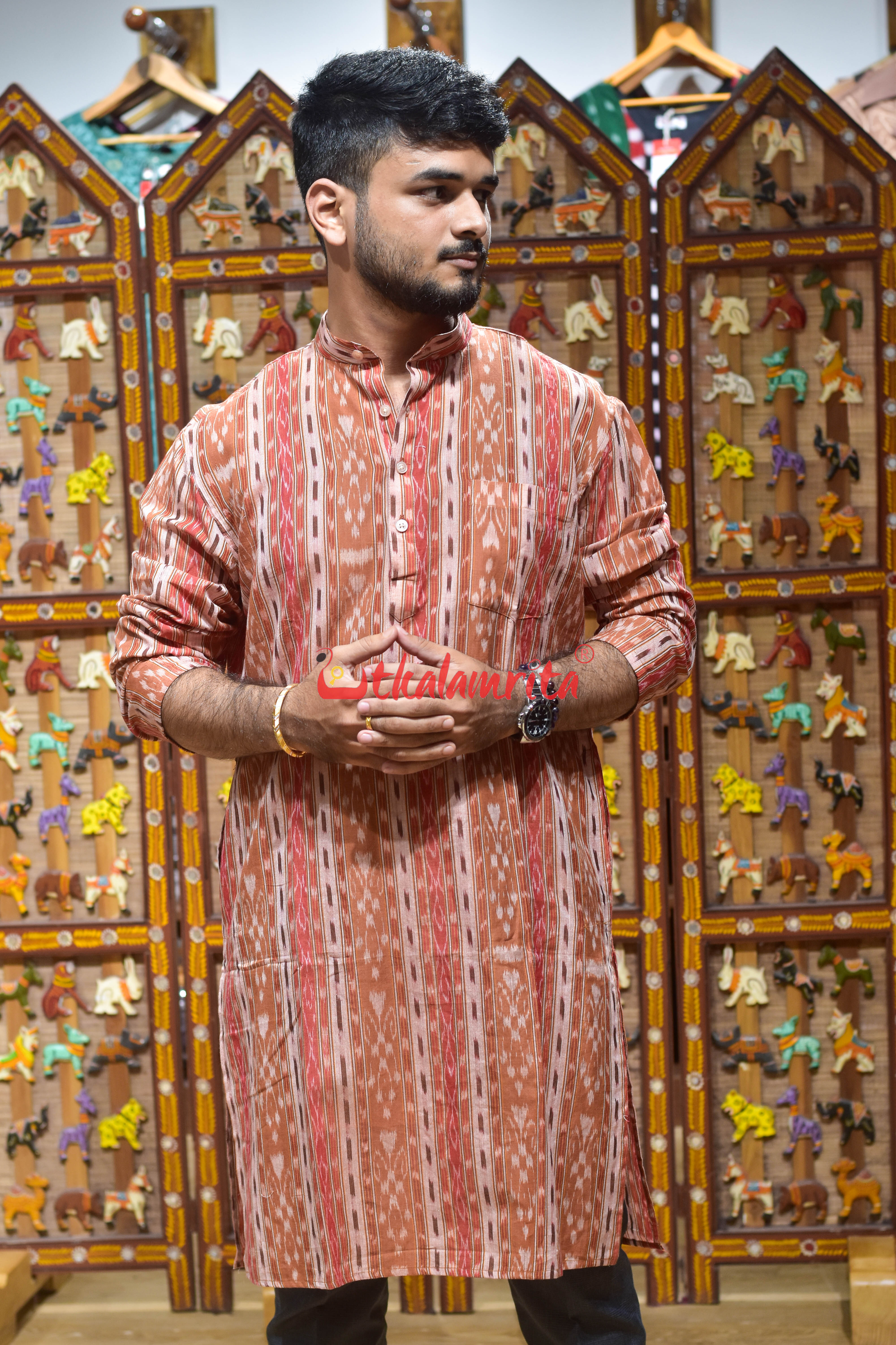 Red Brown Kangula (Men's Long Kurta)
