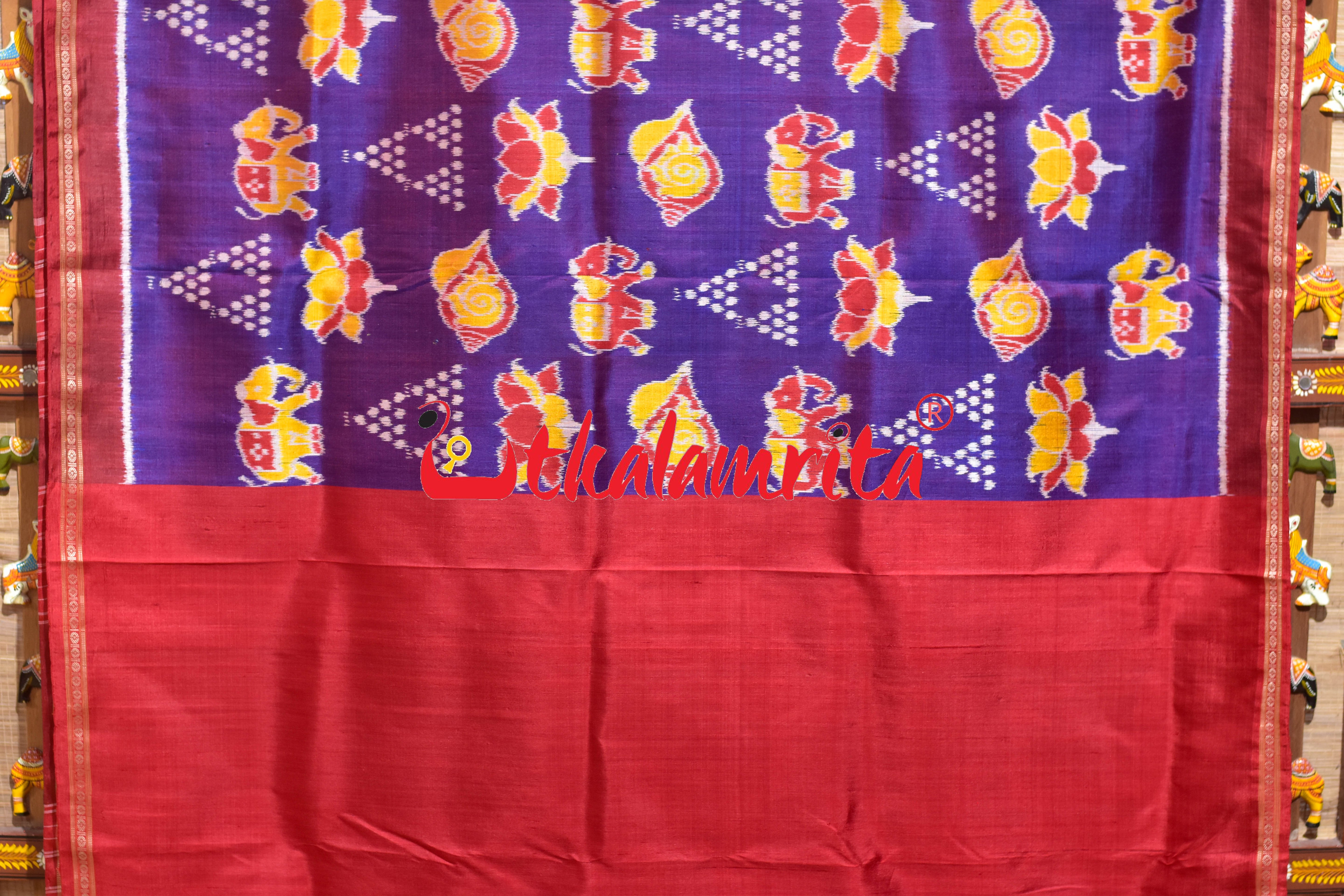 Purple Maroon Ekphuliya Border Nabakothi Khandua Silk Saree