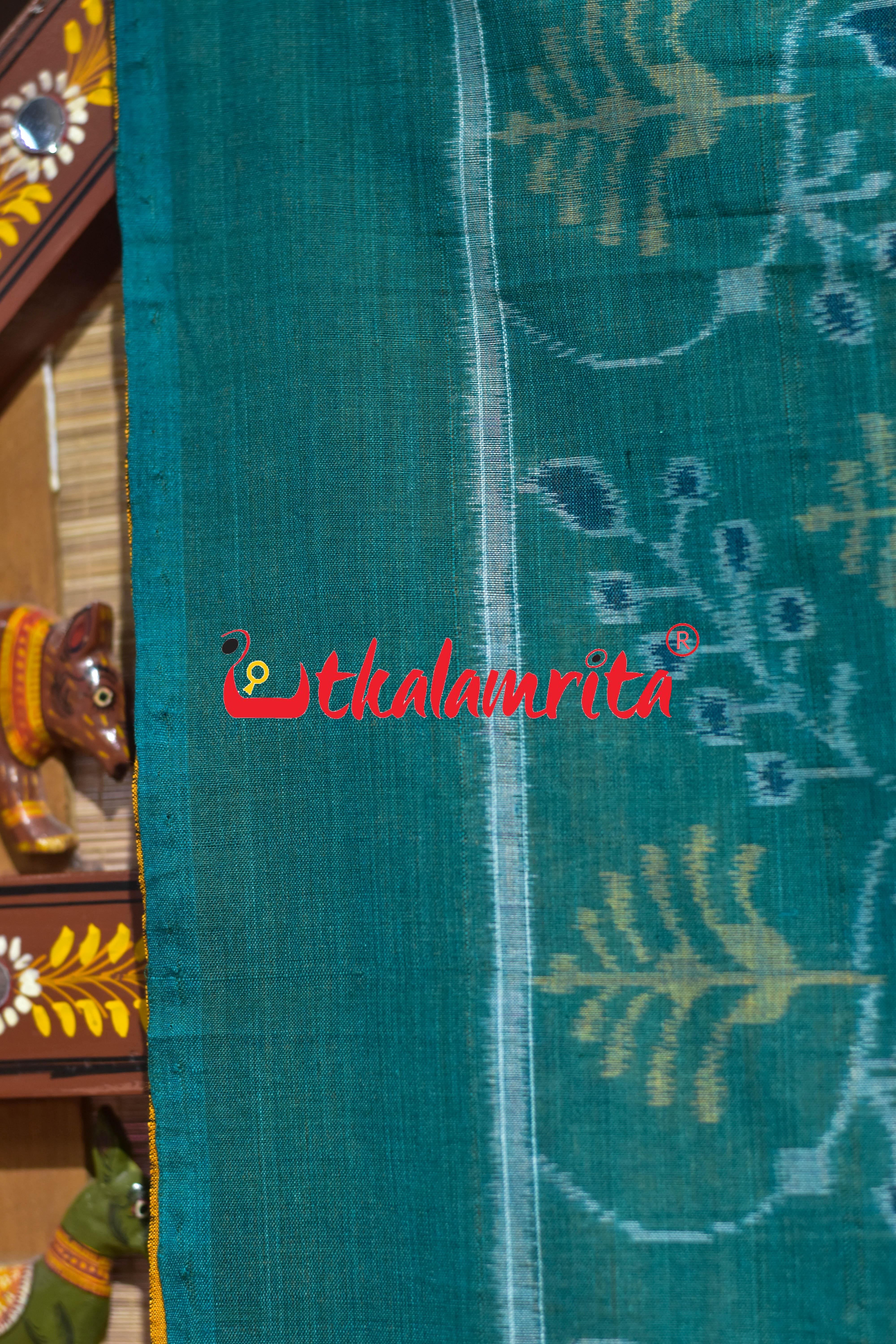 Yellow Nabakothi Half Green Designer Cotton Saree