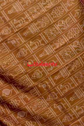 8 Motifs Brown Khandua Silk Saree