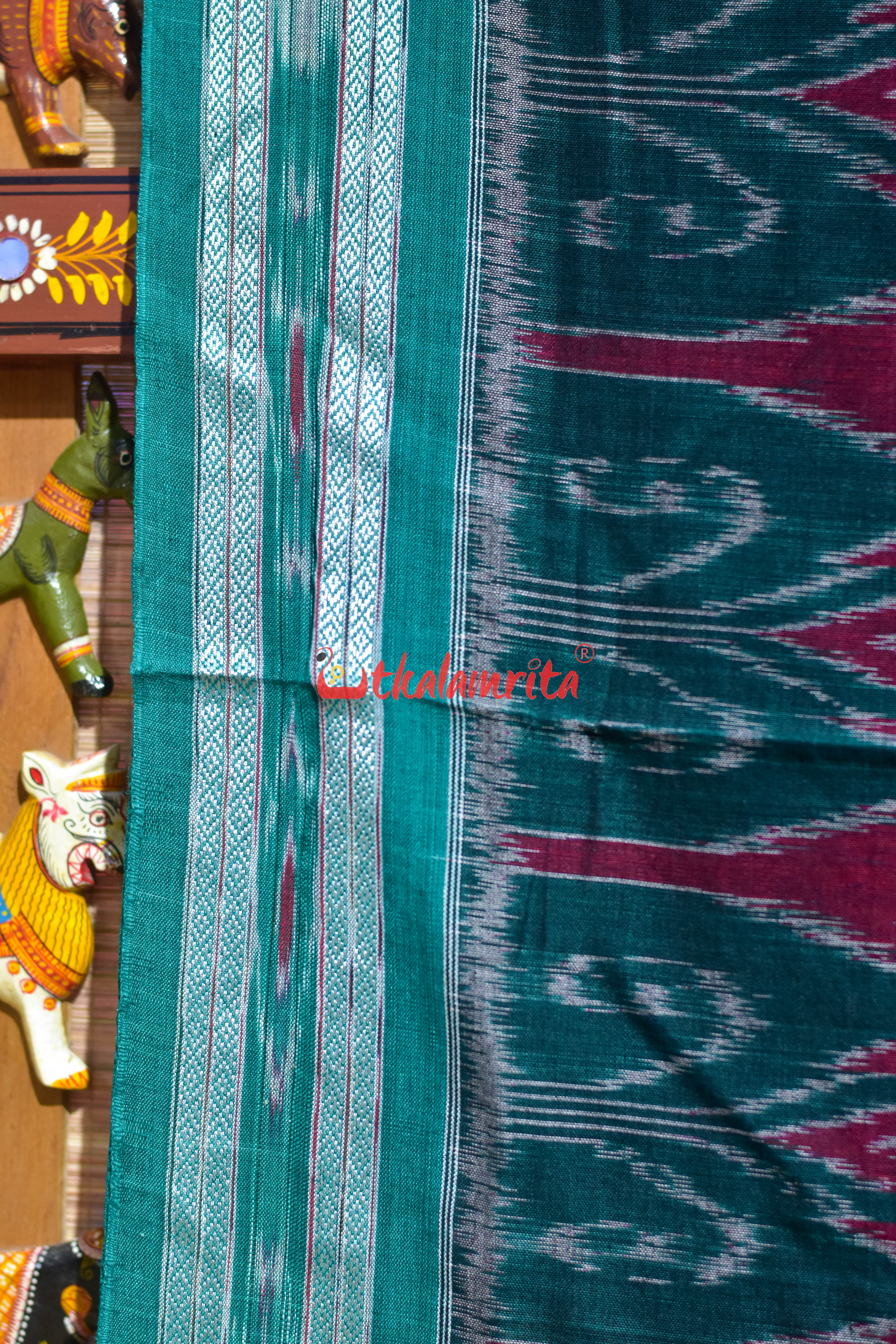 Maroon with Green Chandrika Khandua Cotton Saree