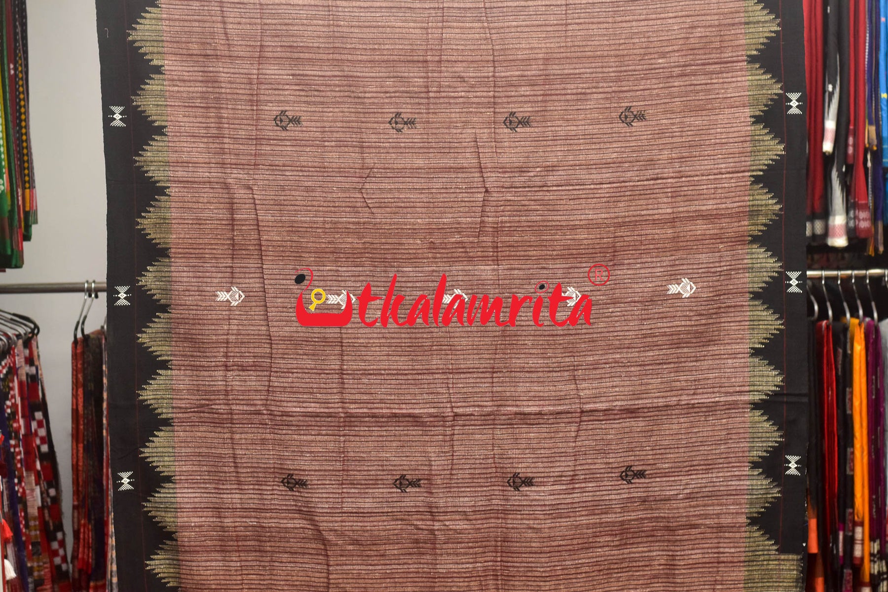 Tussar Kotpad White Maroon Border Stripes Saree