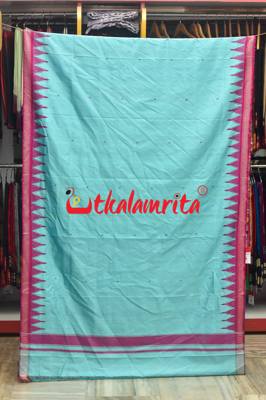 Surf with Rani Pink Berhampuri Double Anchal Silk Saree