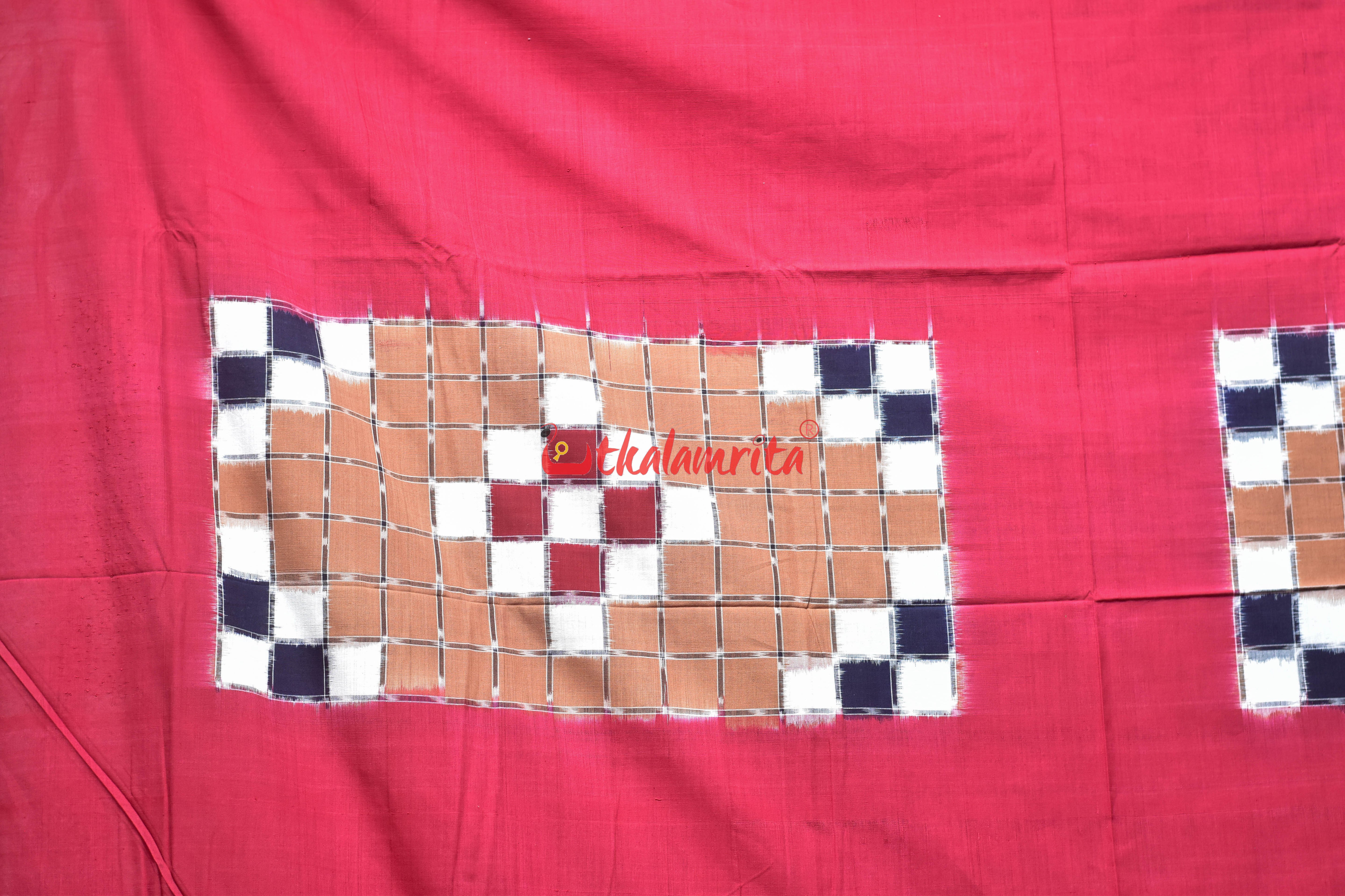 Brown Red with Checks Pasapali Cotton Bedsheet