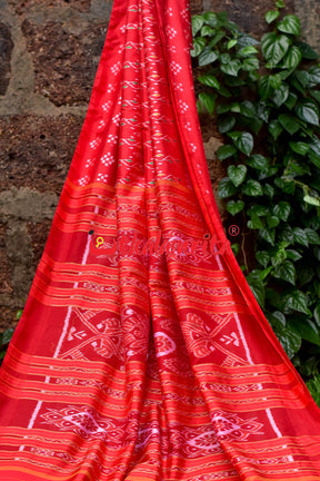 Red Vertical Daali Khandua Silk Saree