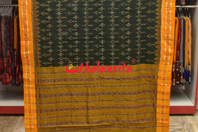 Olive with Mustard Kadha Khandua Cotton Saree