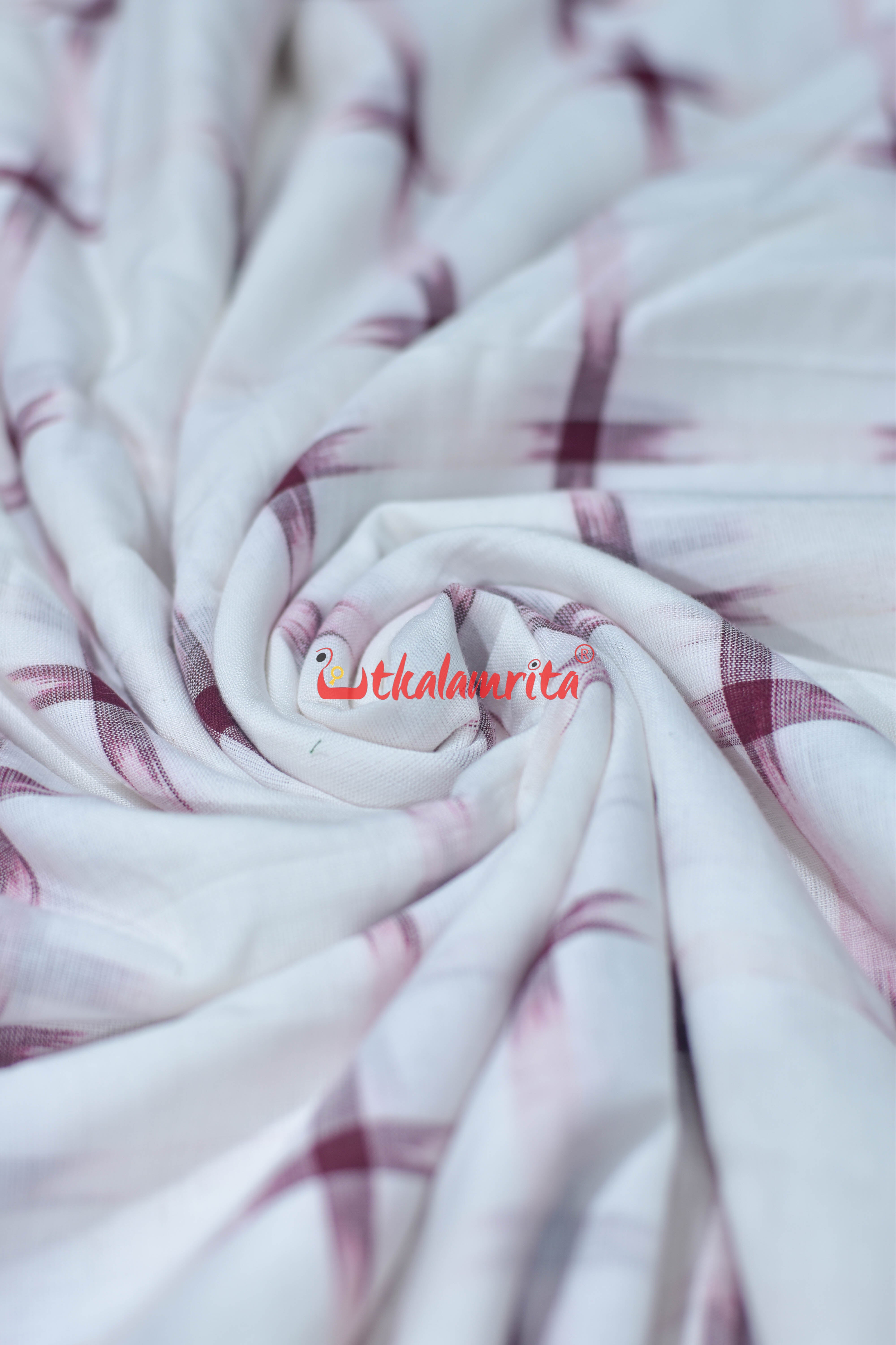 White with Maroon Star Cotton (Fabric)