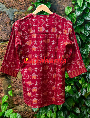 Maroon Ducks And Tribals Ladies Kurta