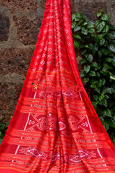 Red Vertical Daali Khandua Silk Saree