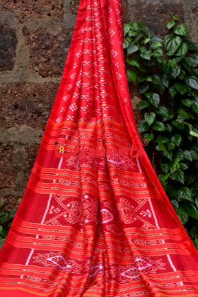 Red Vertical Daali Khandua Silk Saree