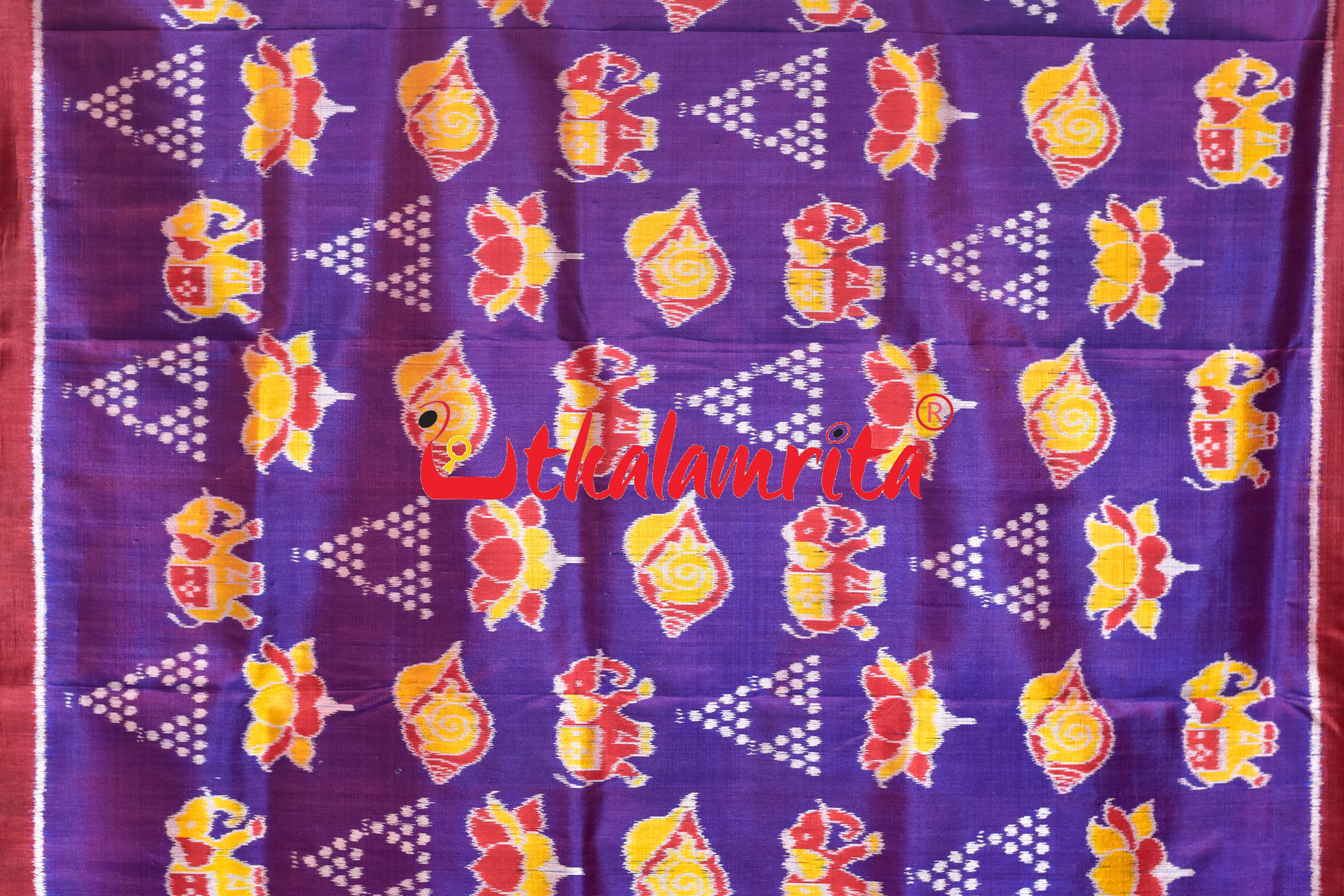 Purple Maroon Ekphuliya Border Nabakothi Khandua Silk Saree