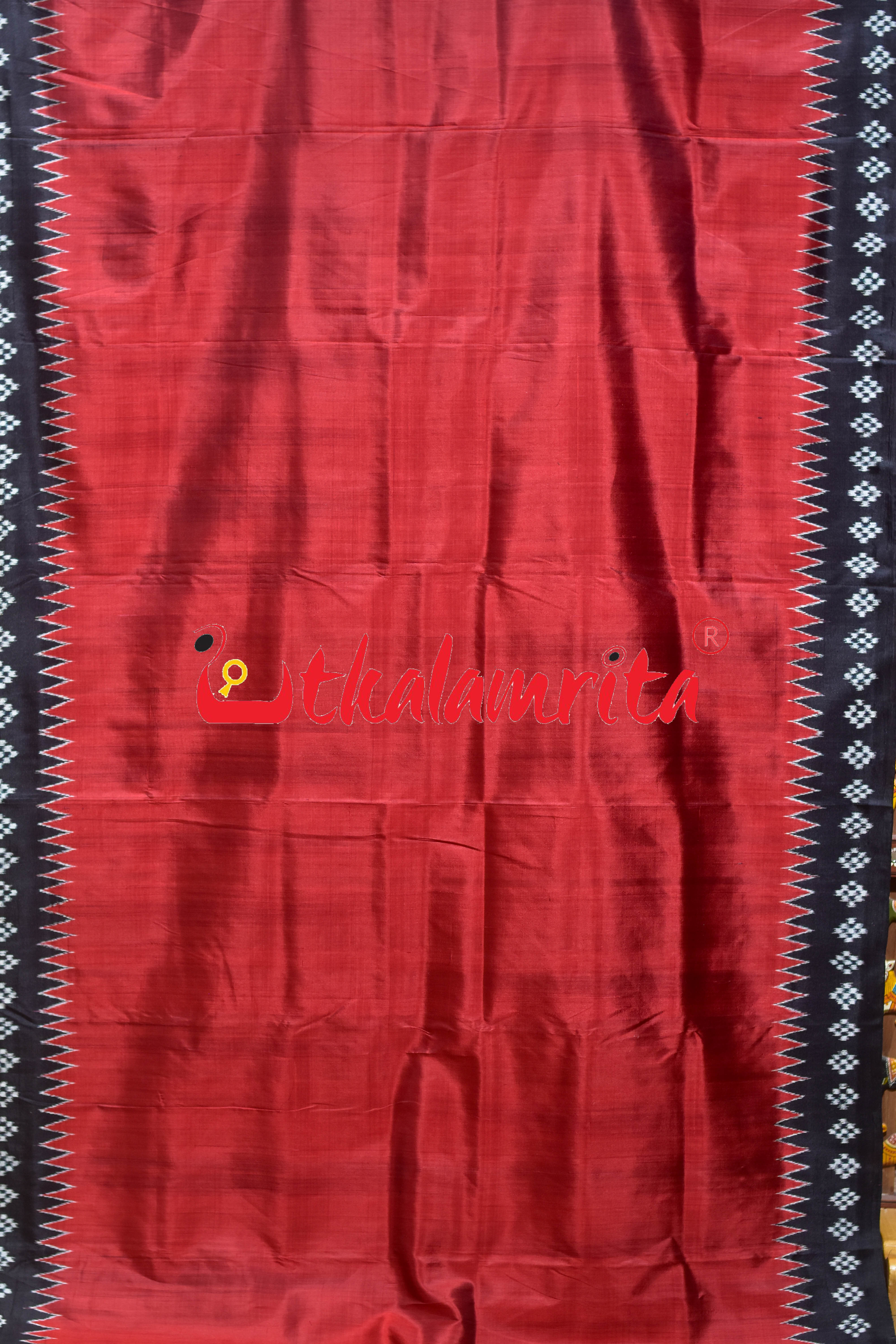 Red Black Pasapali Border Jhoti Anchal Khandua Silk Saree