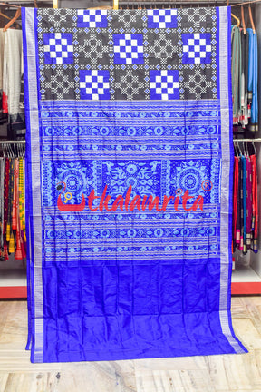 Blue Big Small Pasapali Sambalpuri Silk Saree