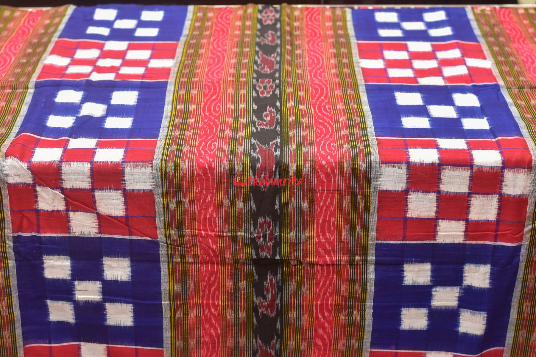 Blue Red Bichitrapuri Sambalpuri Cotton (Fabric)