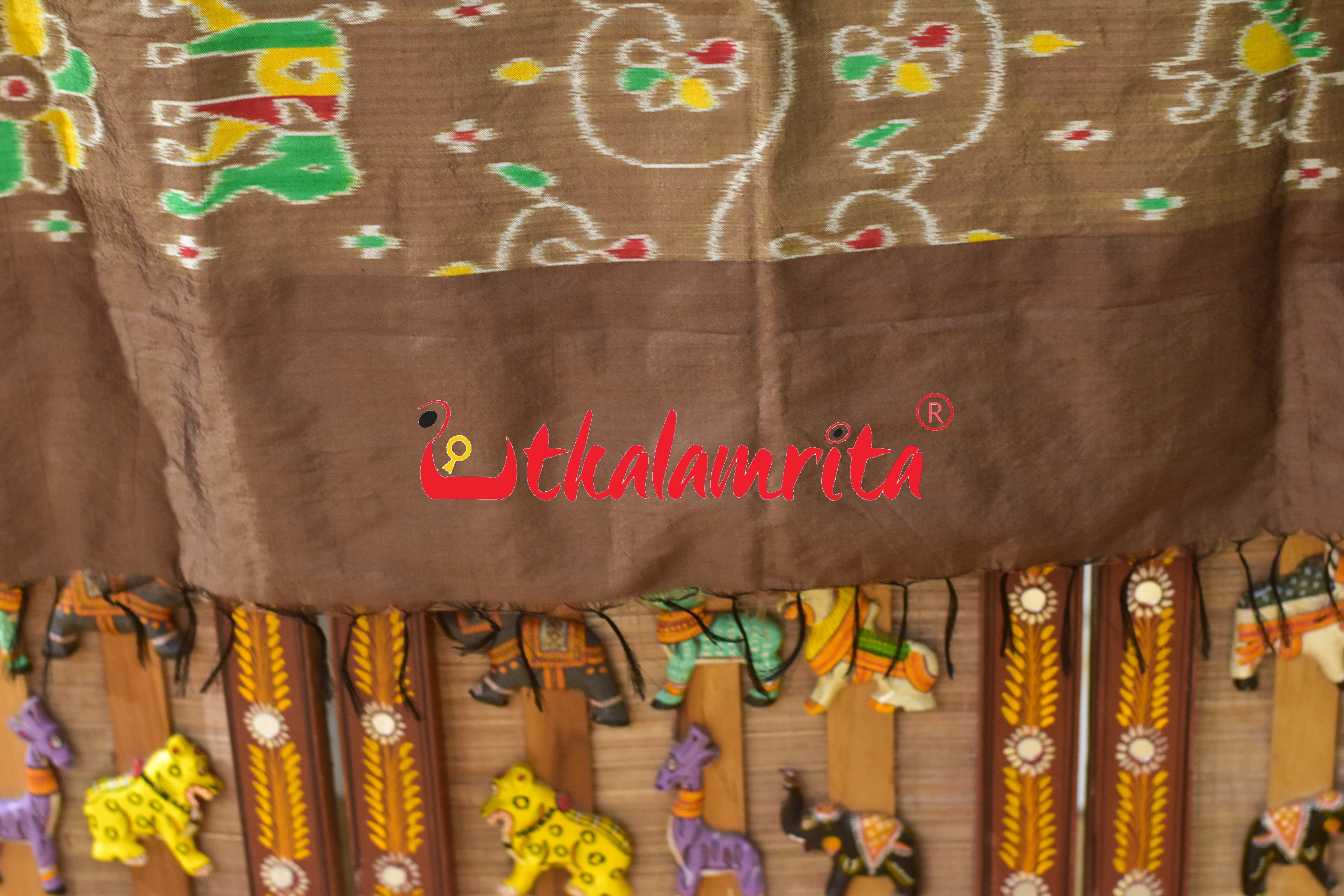Olive Elephant Khandua Silk (Dupatta)